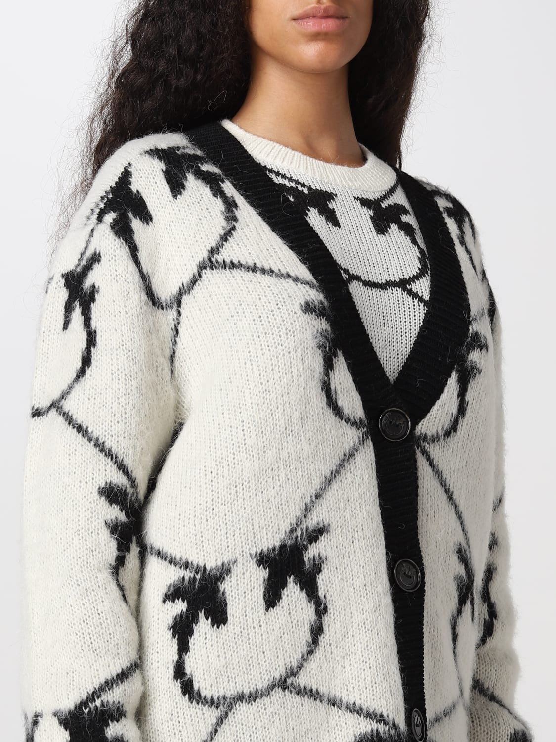 Women's 'lama' All-over Logo Cardigan by Pinko