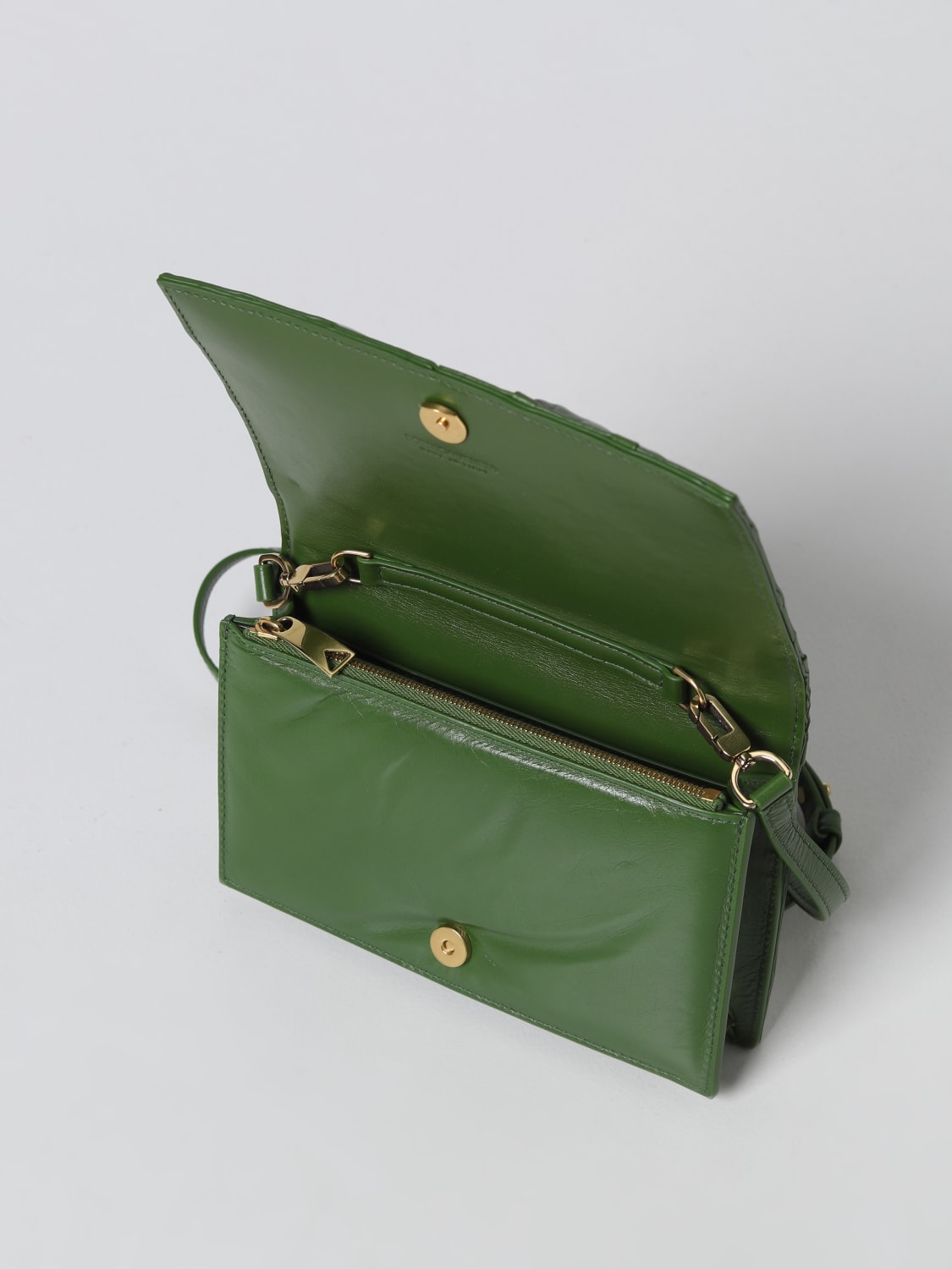 Cassette leather crossbody bag Bottega Veneta Green in Leather