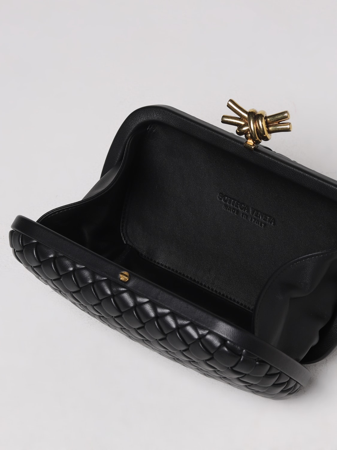Bottega Veneta Women's Knot Padded Leather Clutch Black