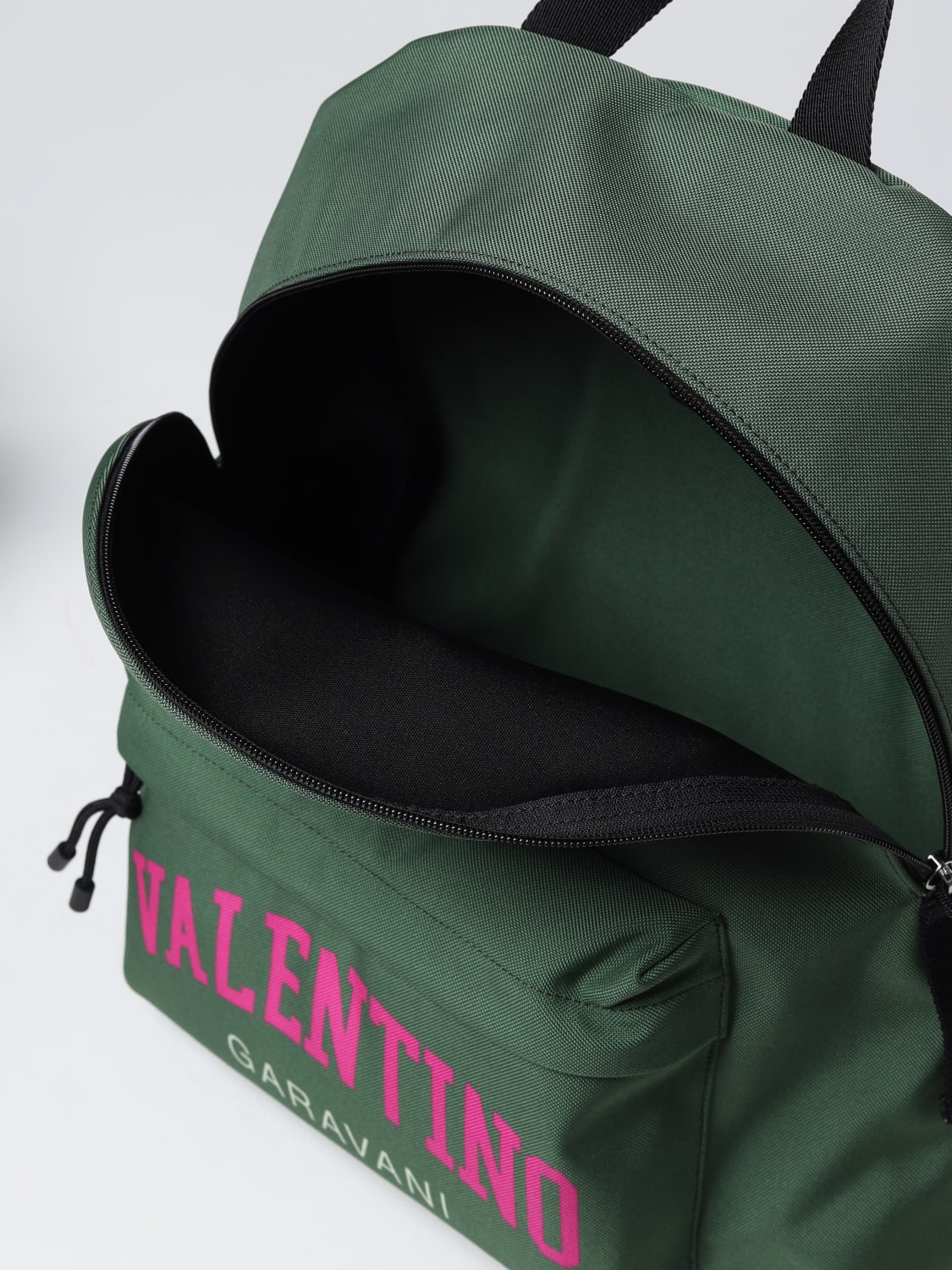 GARAVANI: backpack in nylon printed logo - Green | Valentino Garavani backpack 2Y2B0993IZL online at GIGLIO.COM