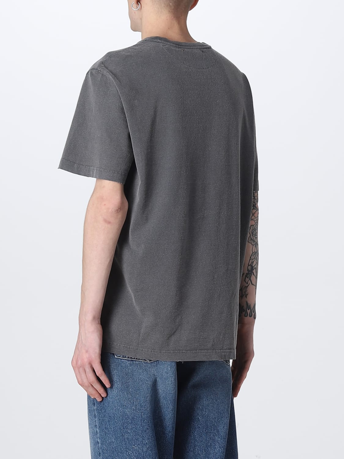 GOLDEN GOOSE: cotton T-shirt with rhinestone logo - Grey | Golden Goose ...