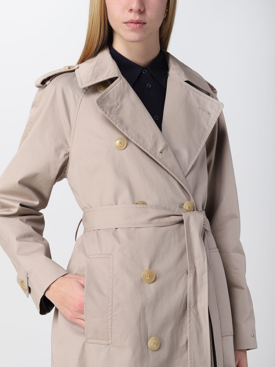 TOMMY HILFIGER: trench coat for woman Beige | Tommy Hilfiger trench coat WW0WW36960 online on GIGLIO.COM