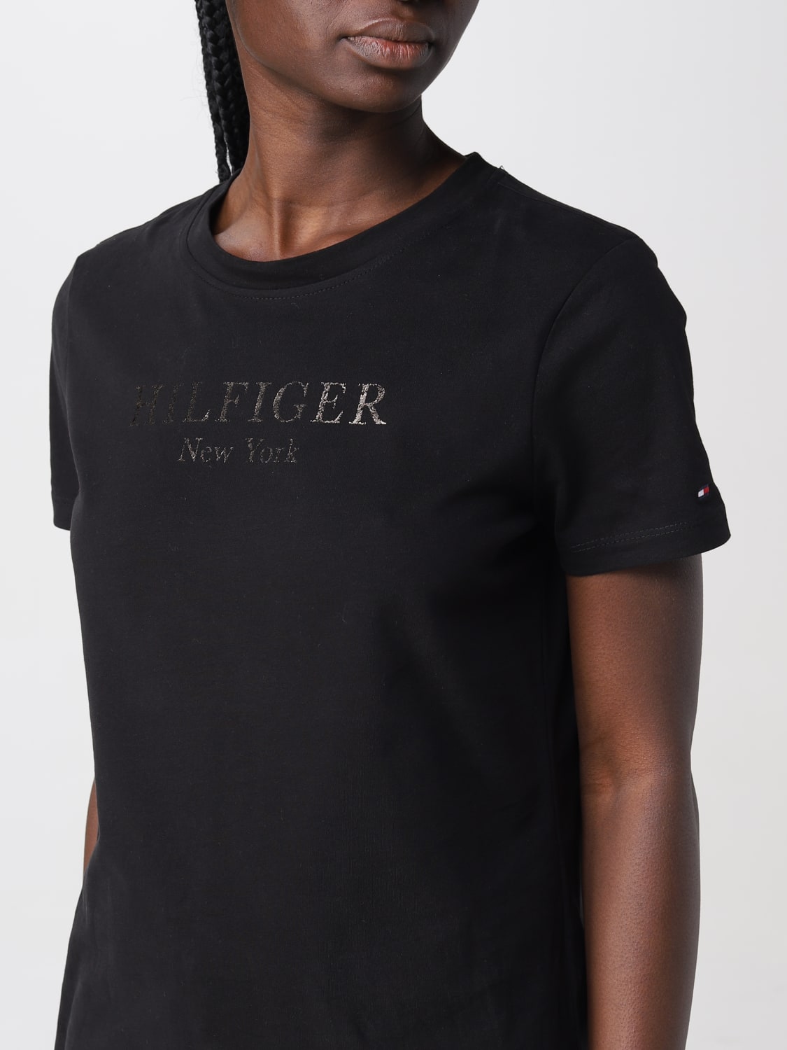 TOMMY HILFIGER: Damen T-Shirt - Schwarz | Tommy T-Shirt WW0WW37194 online auf GIGLIO.COM