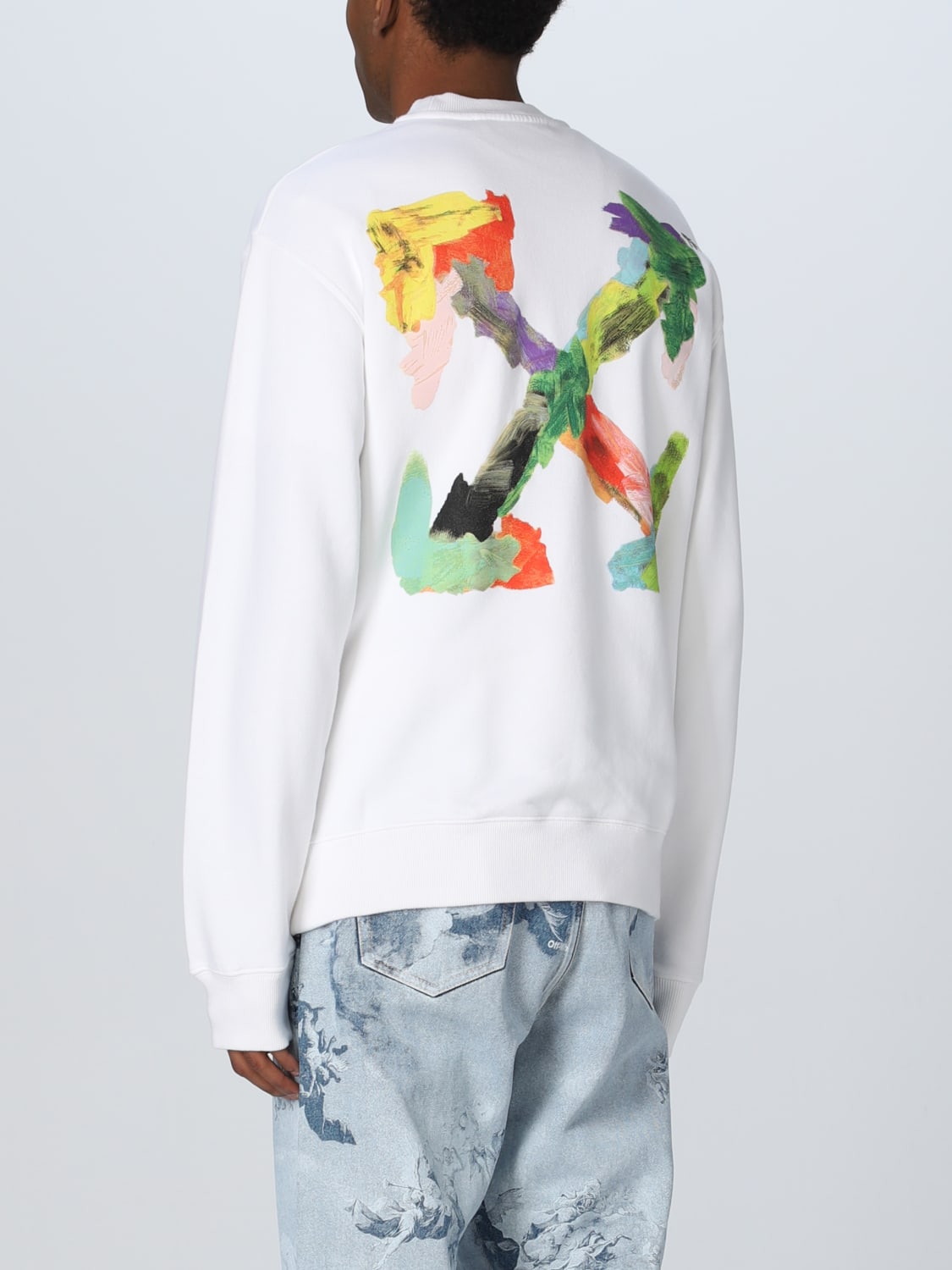 OFF-WHITE: sweatshirt with multicolor print - White OMBA057S23FLE001 online GIGLIO.COM