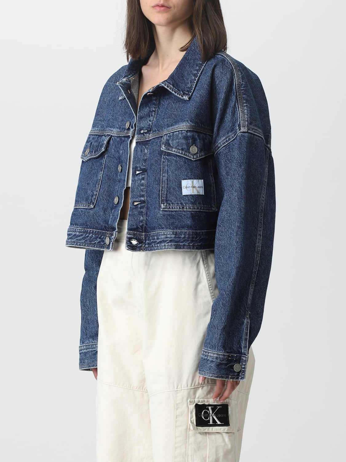 Pidgin gaan beslissen Ook CALVIN KLEIN JEANS: jacket for woman - Denim | Calvin Klein Jeans jacket  J20J220662 online on GIGLIO.COM