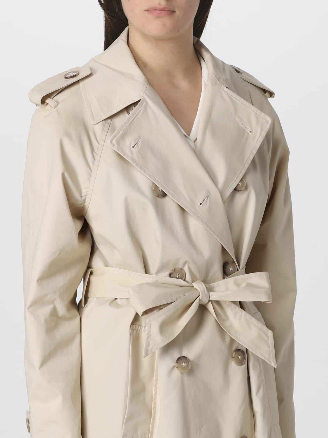 TOMMY HILFIGER: for woman - Yellow Cream | Tommy Hilfiger trench coat online on GIGLIO.COM