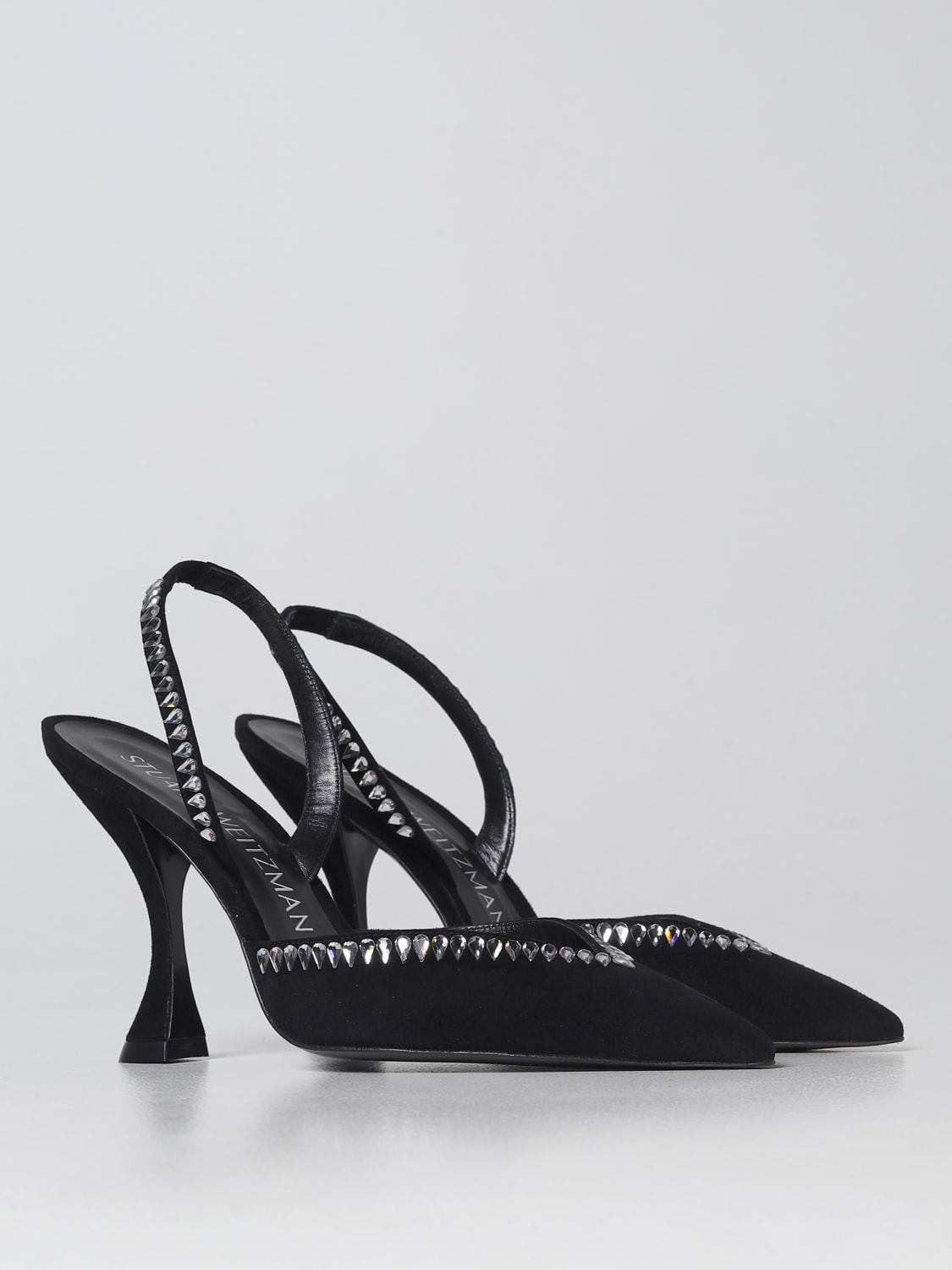 Stuart Weitzman Outlet: slingback in suede with teardrop rhinestones ...