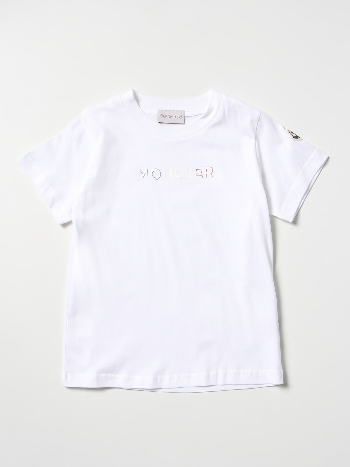 MONCLER: T-shirt with mini logo - White | Moncler t-shirt