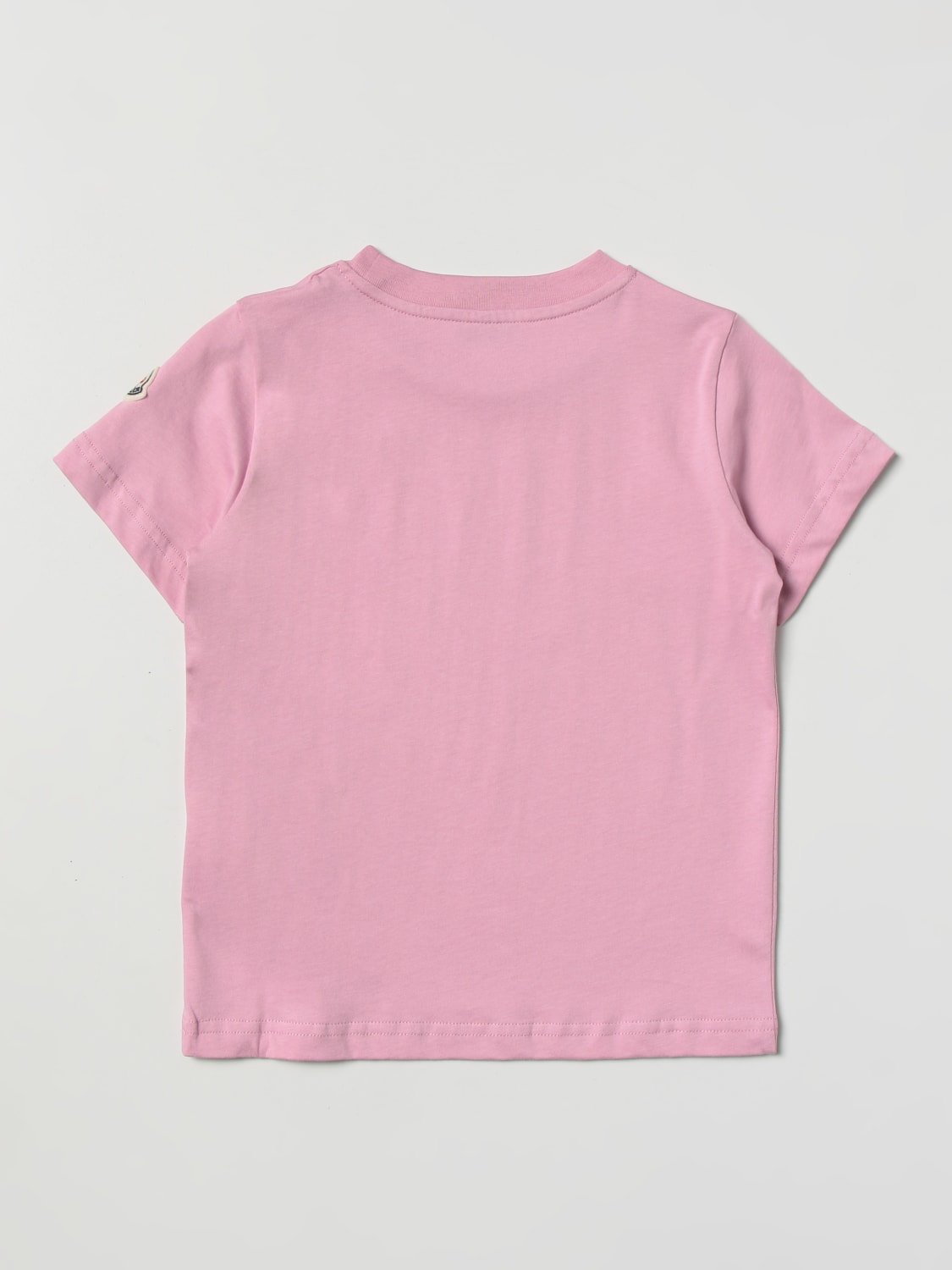 MONCLER: T-shirt with mini logo - Pink | Moncler t-shirt