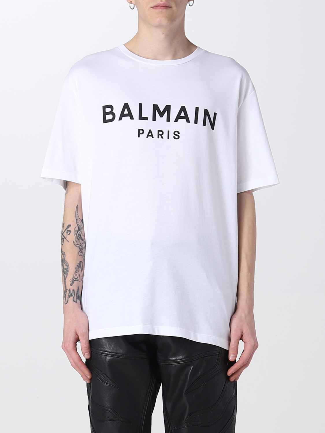 selvbiografi Rædsel Persuasion BALMAIN: cotton t-shirt - White | Balmain t-shirt AH1EG000BB73 online at  GIGLIO.COM