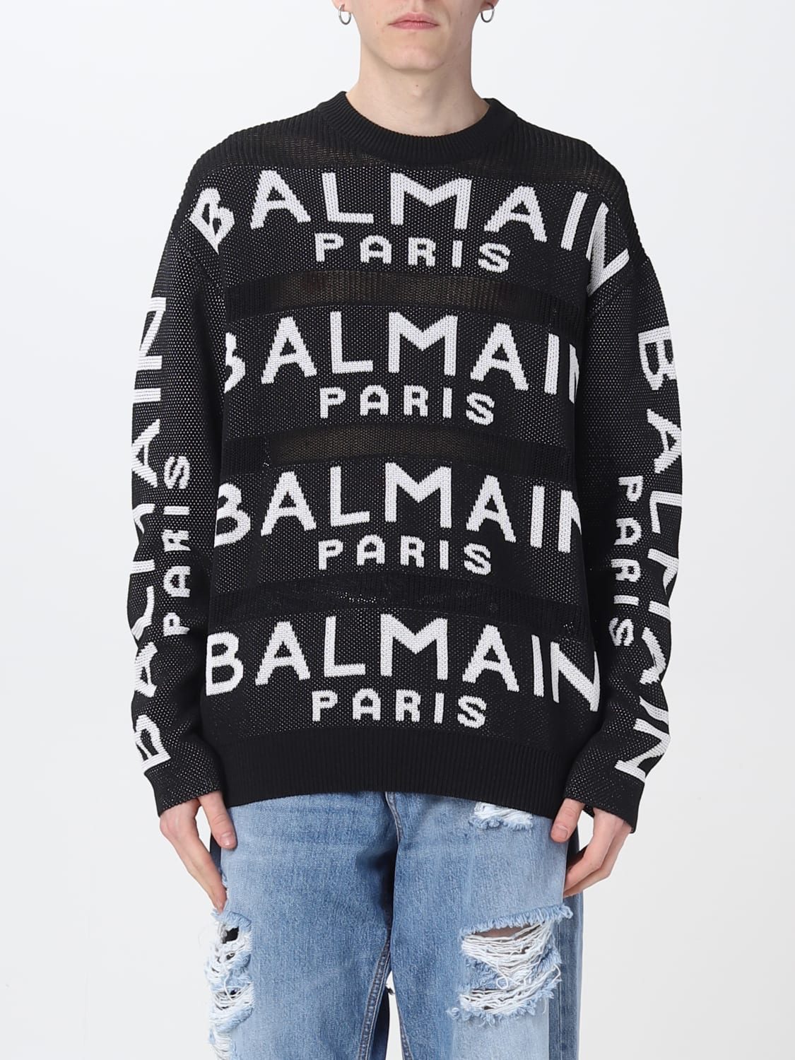 Regenboog Samenstelling Moeras BALMAIN: wool pullover - Black | Balmain sweater AH1KE010KE07 online on  GIGLIO.COM