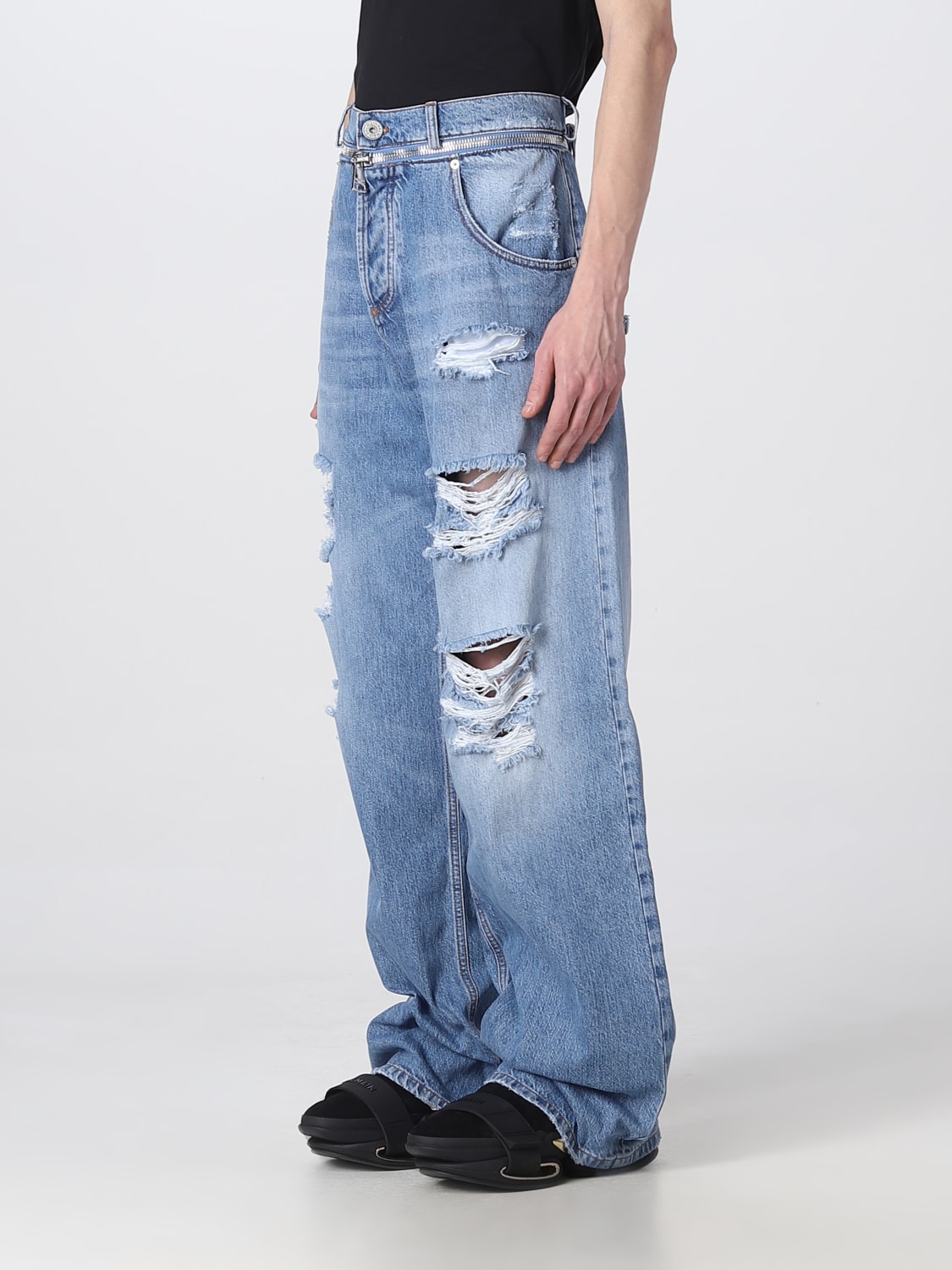 oase Myre hjælpemotor BALMAIN: jeans ripped in denim - Denim | Balmain jeans AH1ML070DC98 online  on GIGLIO.COM