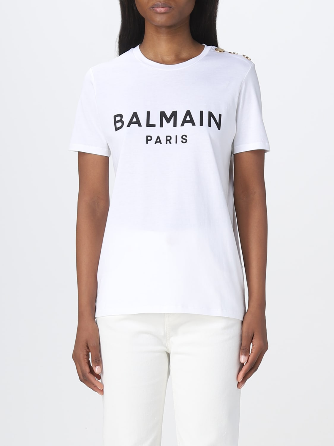 sandwich Bedst detektor BALMAIN: cotton t-shirt with logo - White | Balmain t-shirt AF1EF005BB02  online on GIGLIO.COM
