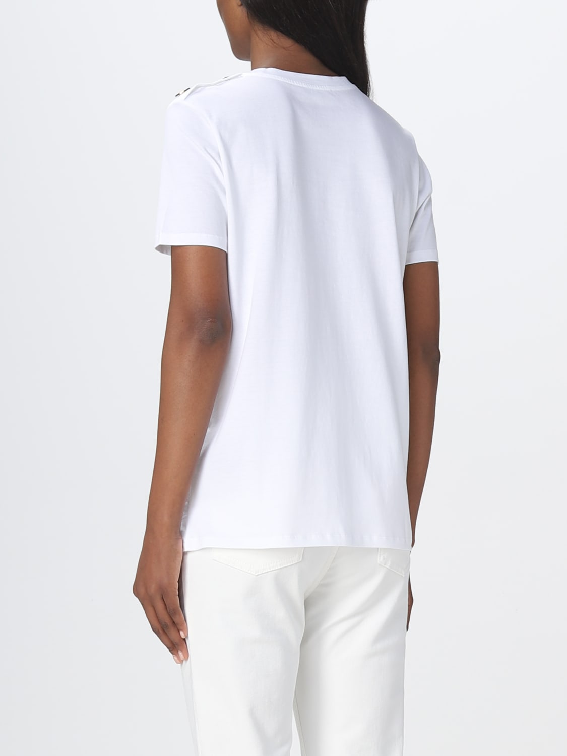 BALMAIN：Tシャツ レディース ホワイト Tシャツ AF1EF005BB02