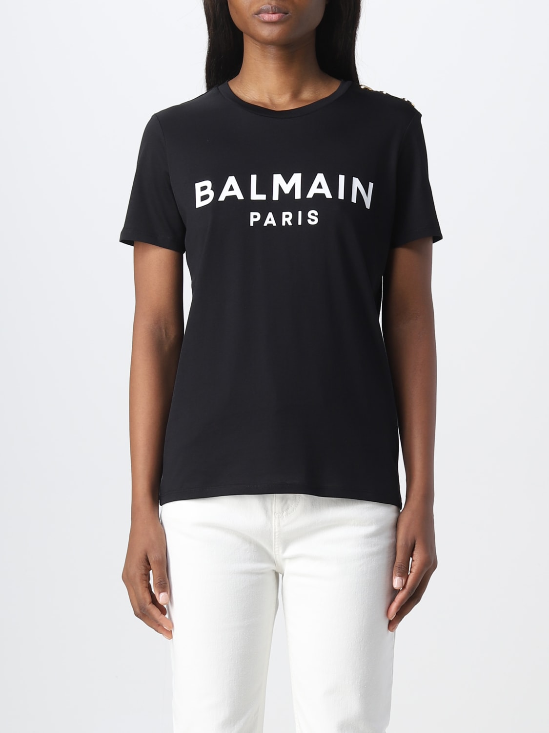 brysomme Harmoni Rough sleep BALMAIN: cotton t-shirt with logo - Black | Balmain t-shirt AF1EF005BB02  online on GIGLIO.COM