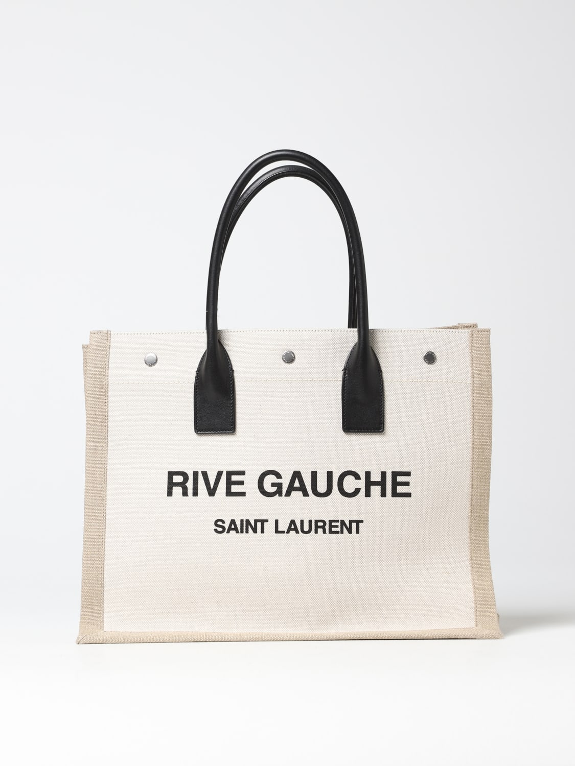 Saint Laurent Black Canvas Logo Tote Bag