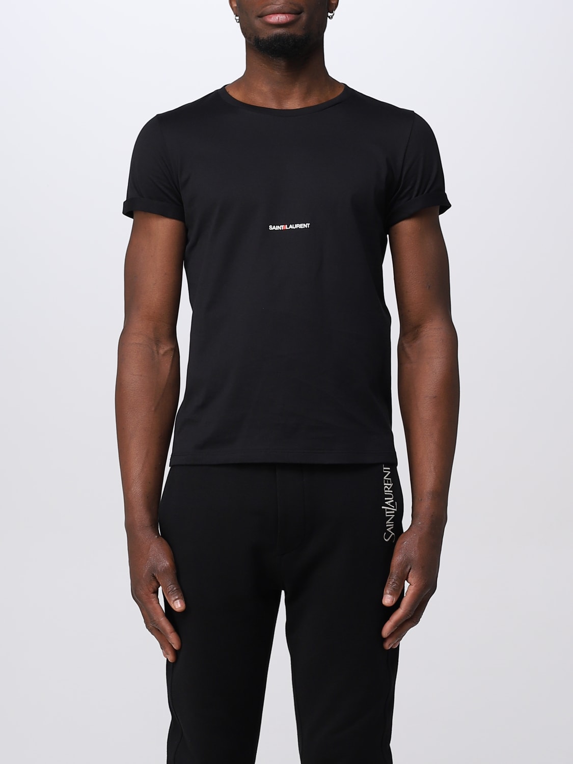 SAINT LAURENT: cotton t-shirt - Black | Saint Laurent t-shirt ...