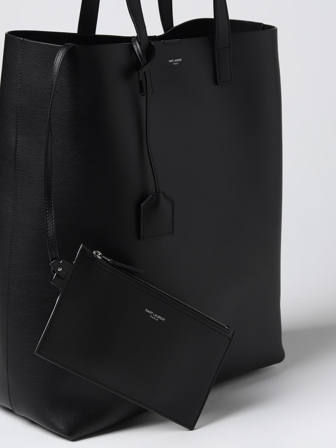 SAINT LAURENT: Bold leather shopping bag - Black | Saint Laurent