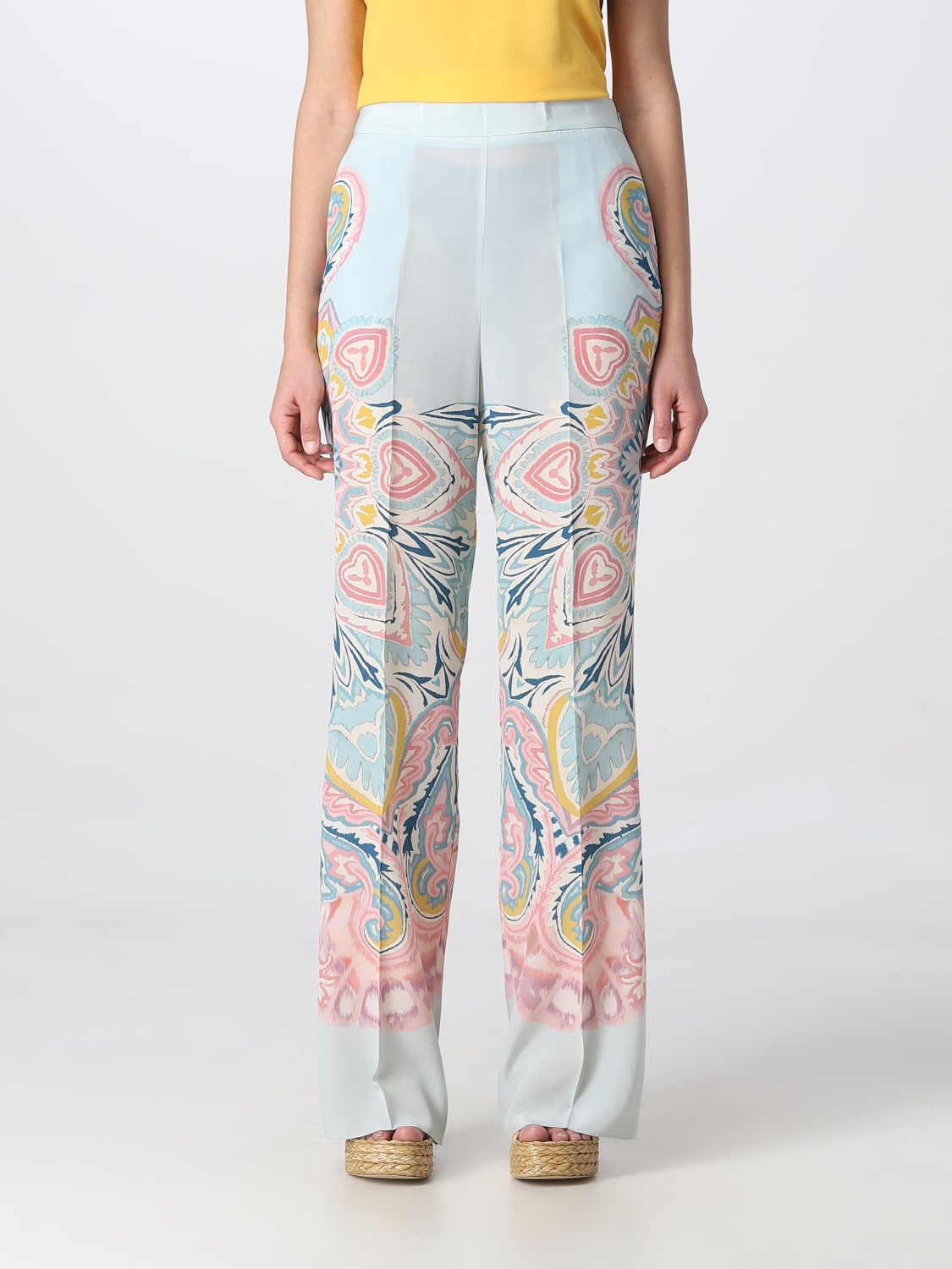 Pantalone Etro in seta con stampa grafica all over