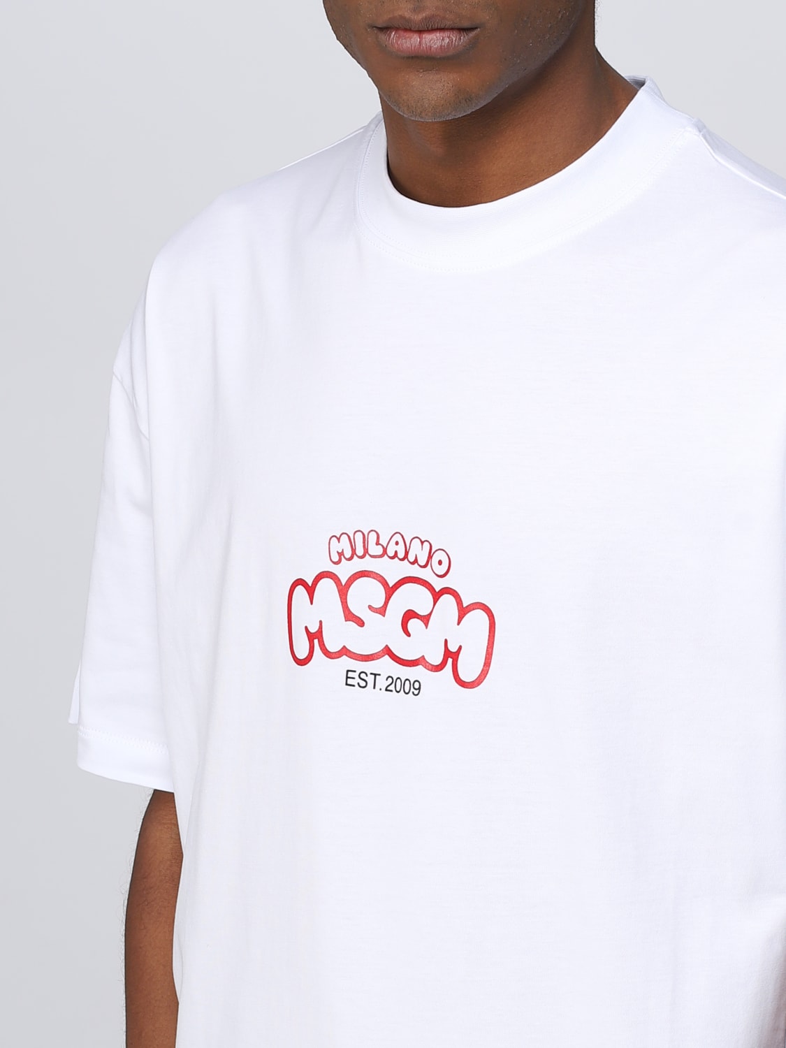 MSGM: t-shirt man - White | Msgm t-shirt MM197237002 online on GIGLIO.COM