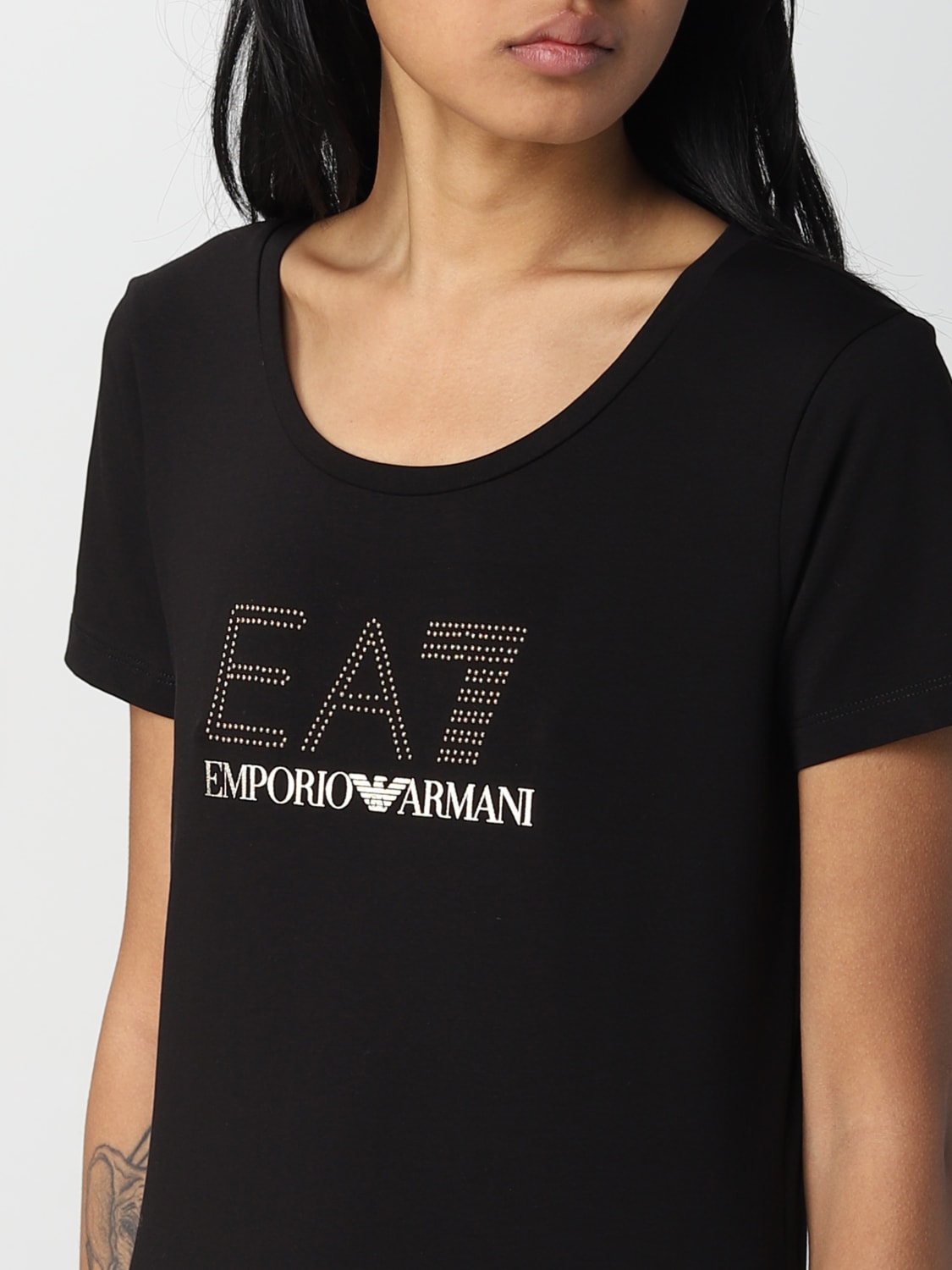 EA7: t-shirt for woman - Black | Ea7 t-shirt 8NTT24TJ2HZ online on