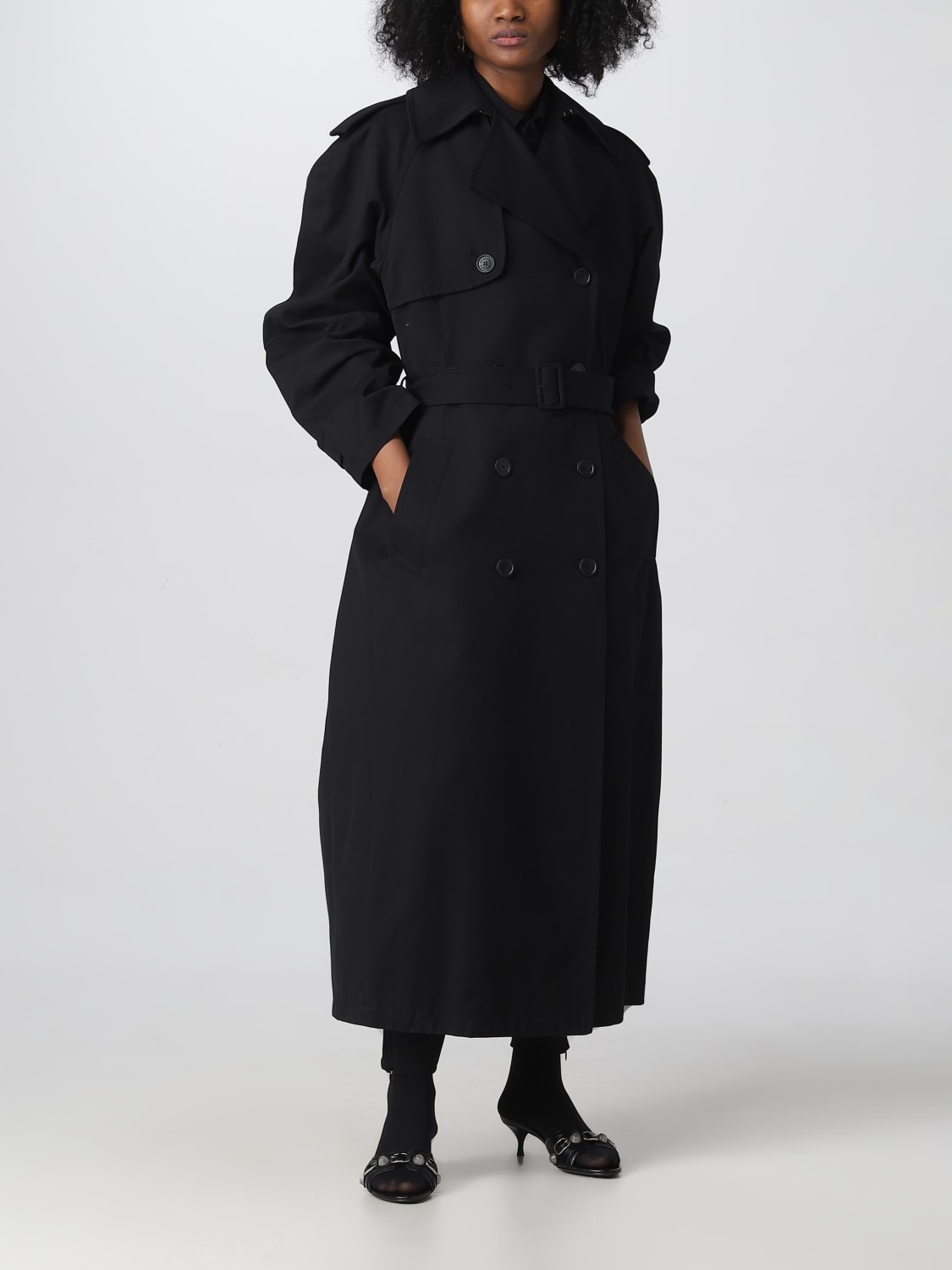 Muldyr tapet slump BALENCIAGA: trench coat in wool blend - Black | Balenciaga trench coat  725342TNP09 online at GIGLIO.COM