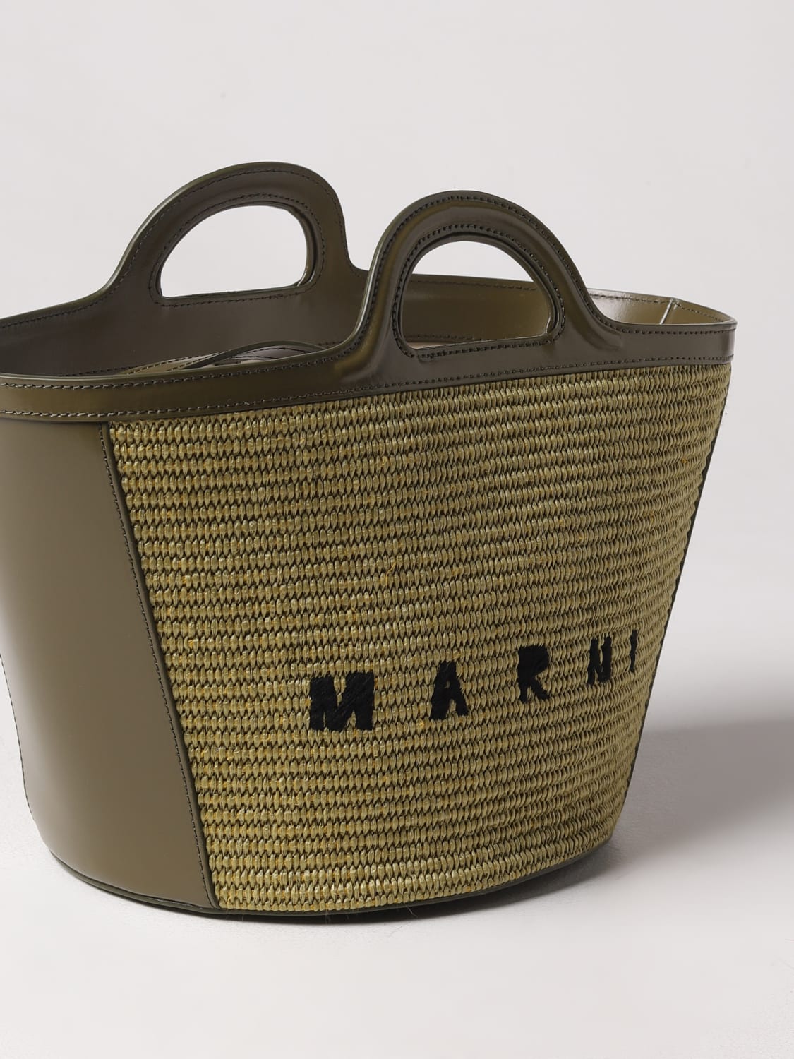 Marni Outlet: Tropicalia bag in leather and raffia - Green