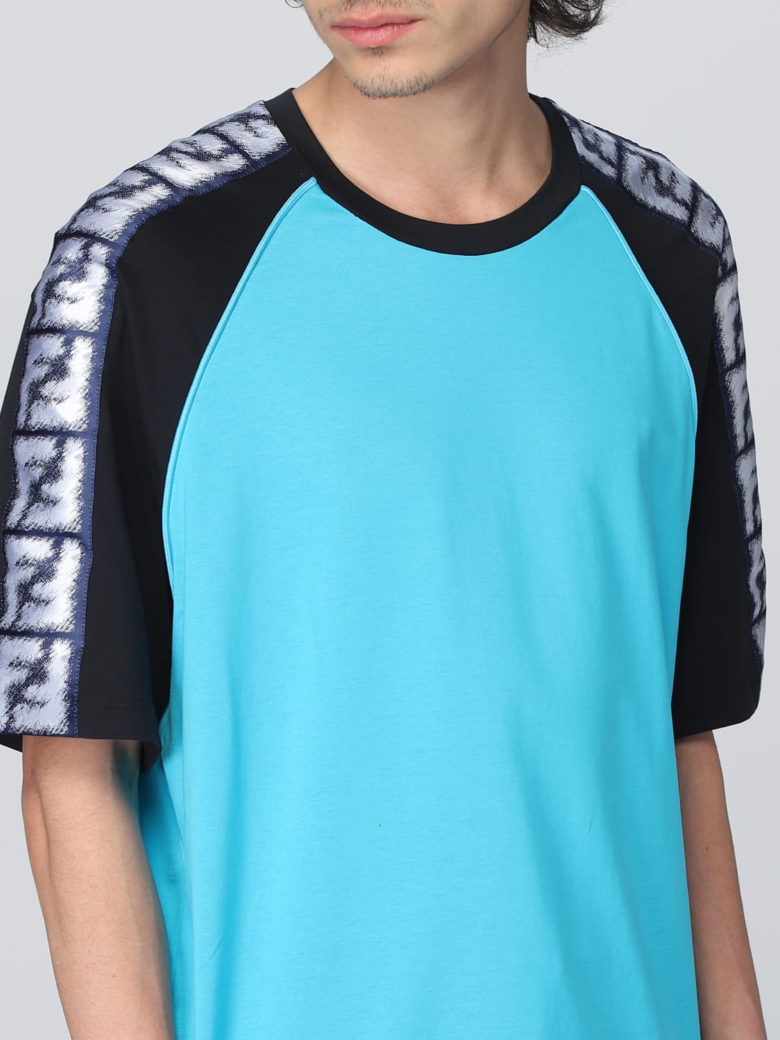 Fendi Outlet: cotton T-shirt - Blue | FAF679AN5Y online GIGLIO.COM