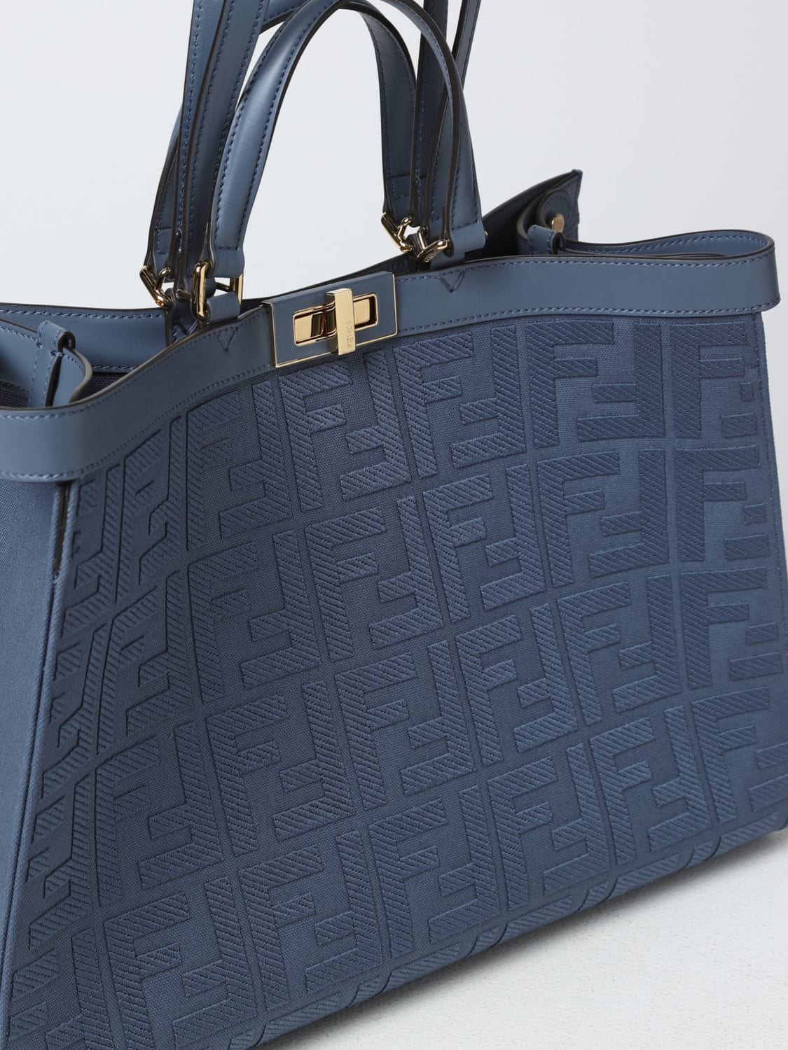 Alberta Ferretti Logo-embossed Leather Tote Bag in Blue