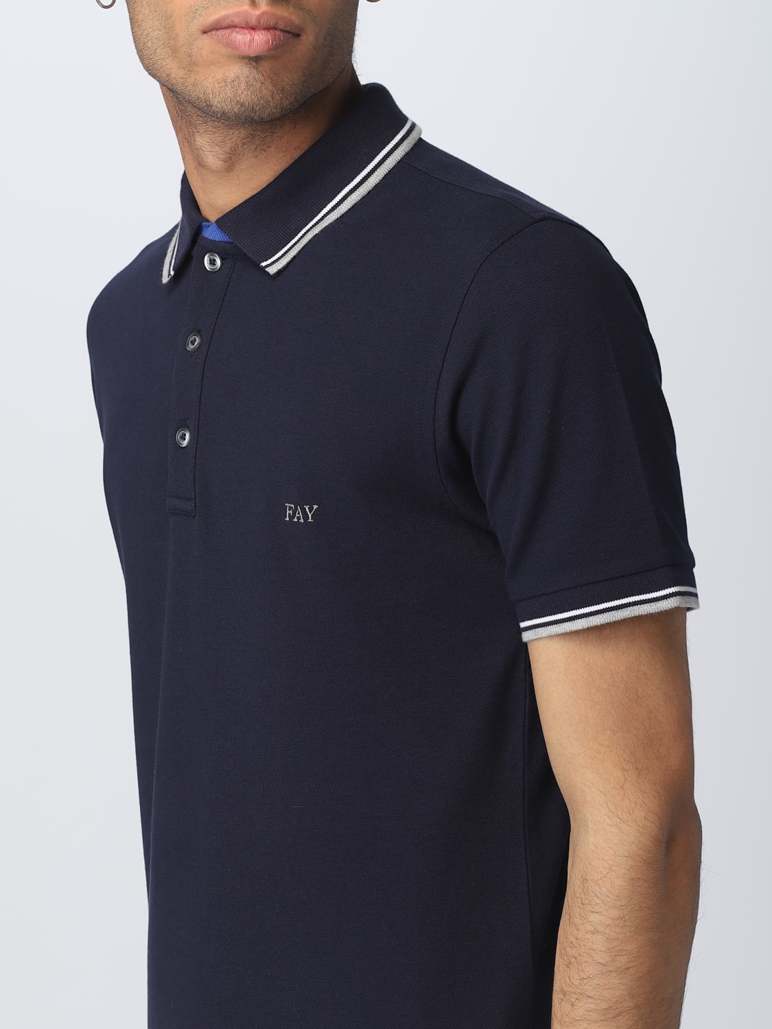 FAY: polo shirt for man - Blue | Fay polo shirt NPMB246140STDW online ...