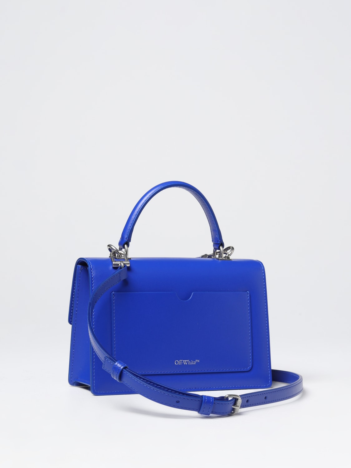 Jitney Leather Tote Bag in Blue - Off White