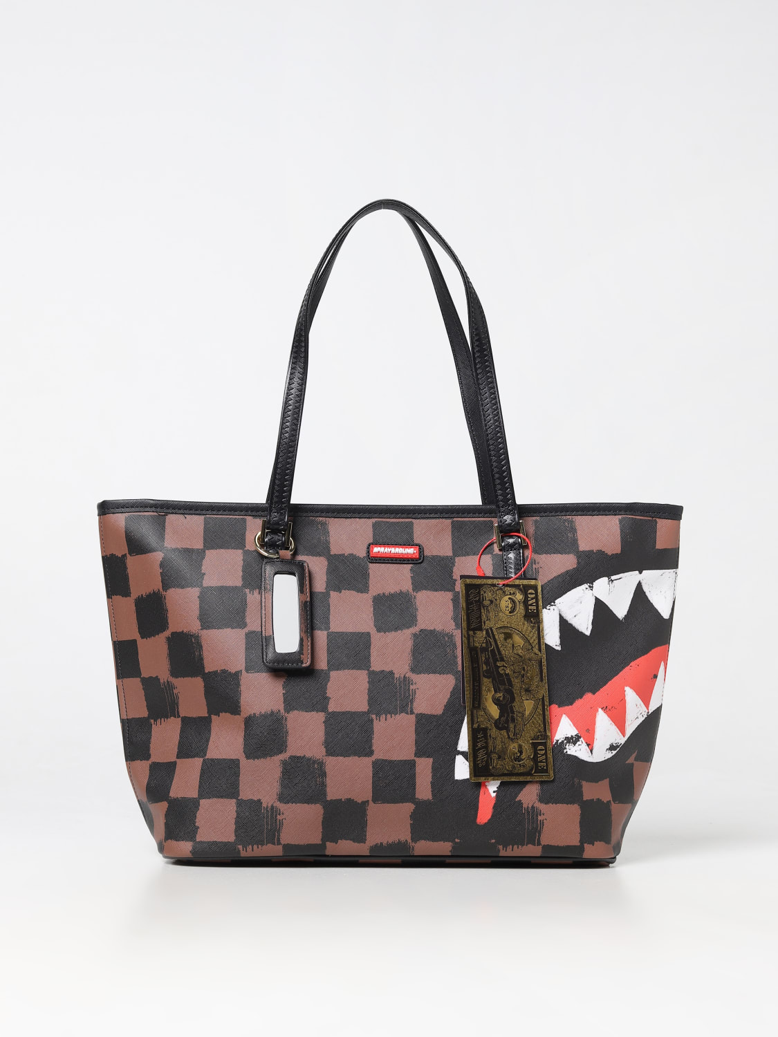 Woman with Brown Checkered Louis Vuitton Bag before Diesel Black