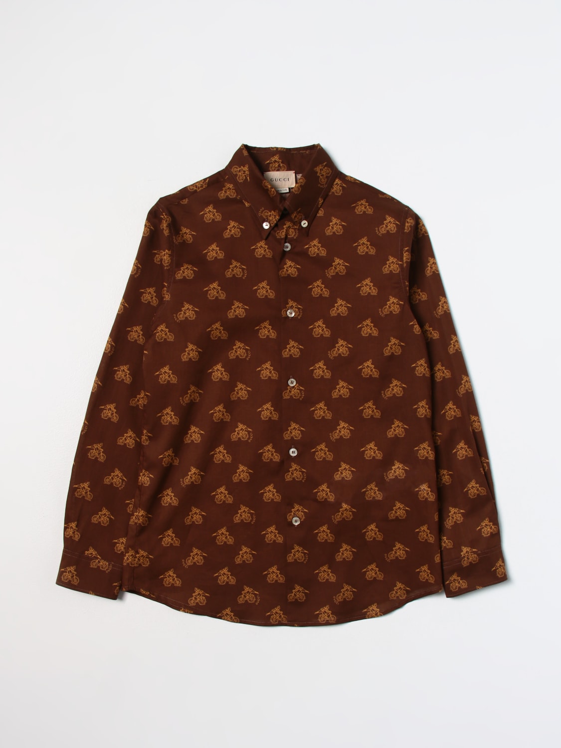 GUCCI: poplin shirt - Brown  Gucci shirt 747312XWAYP online at