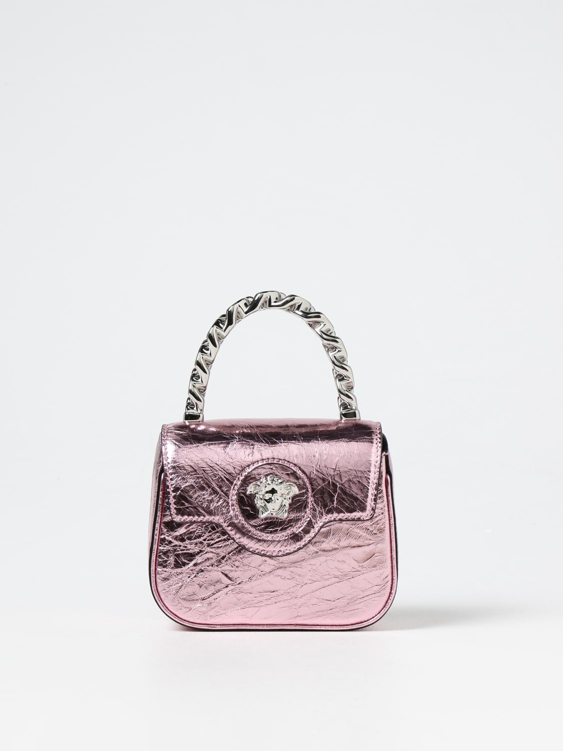 VERSACE: La Medusa bag in laminated leather - Pink  Versace mini bag  10030161A08163 online at