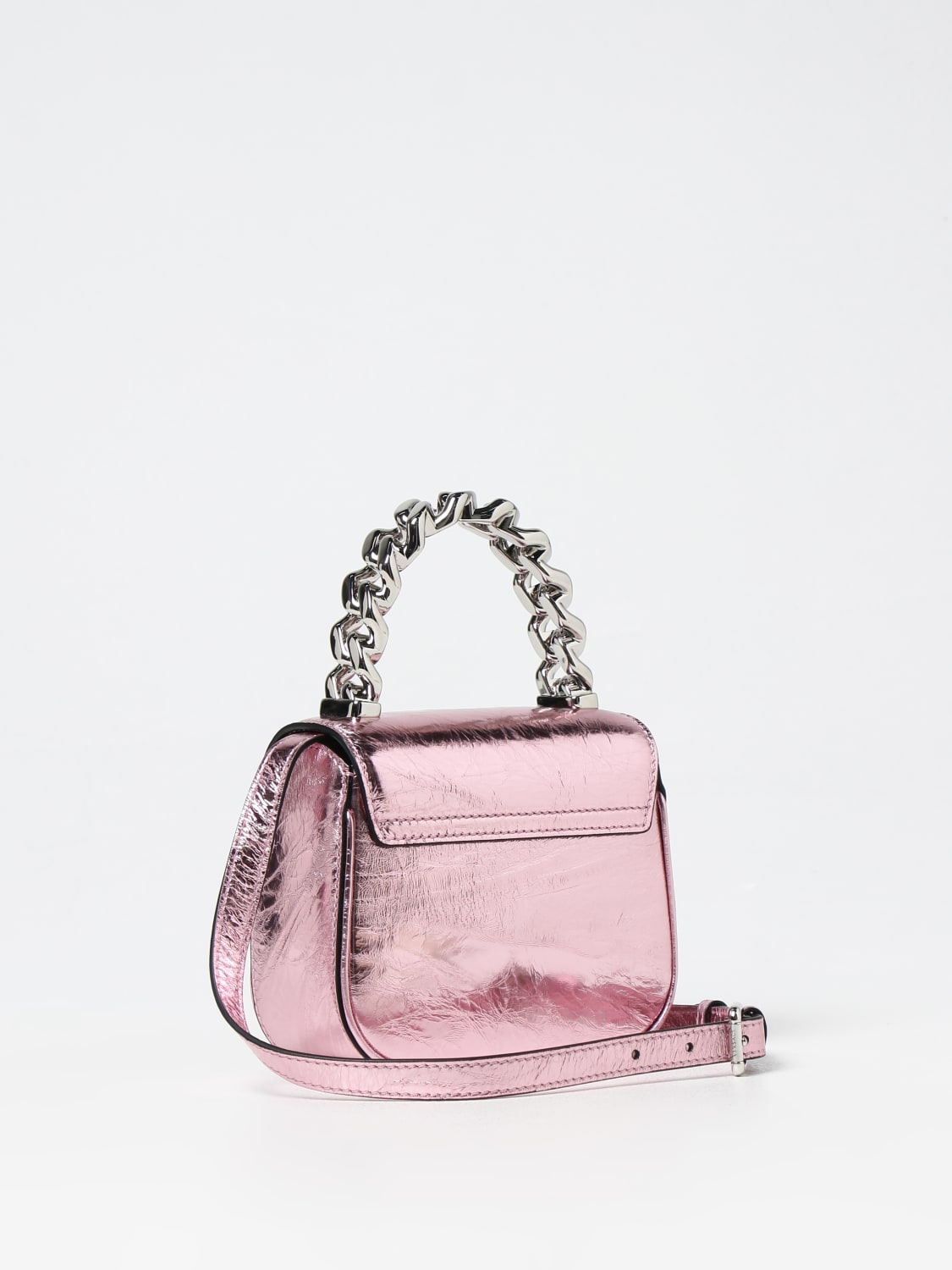 VERSACE: La Medusa bag in laminated leather - Pink