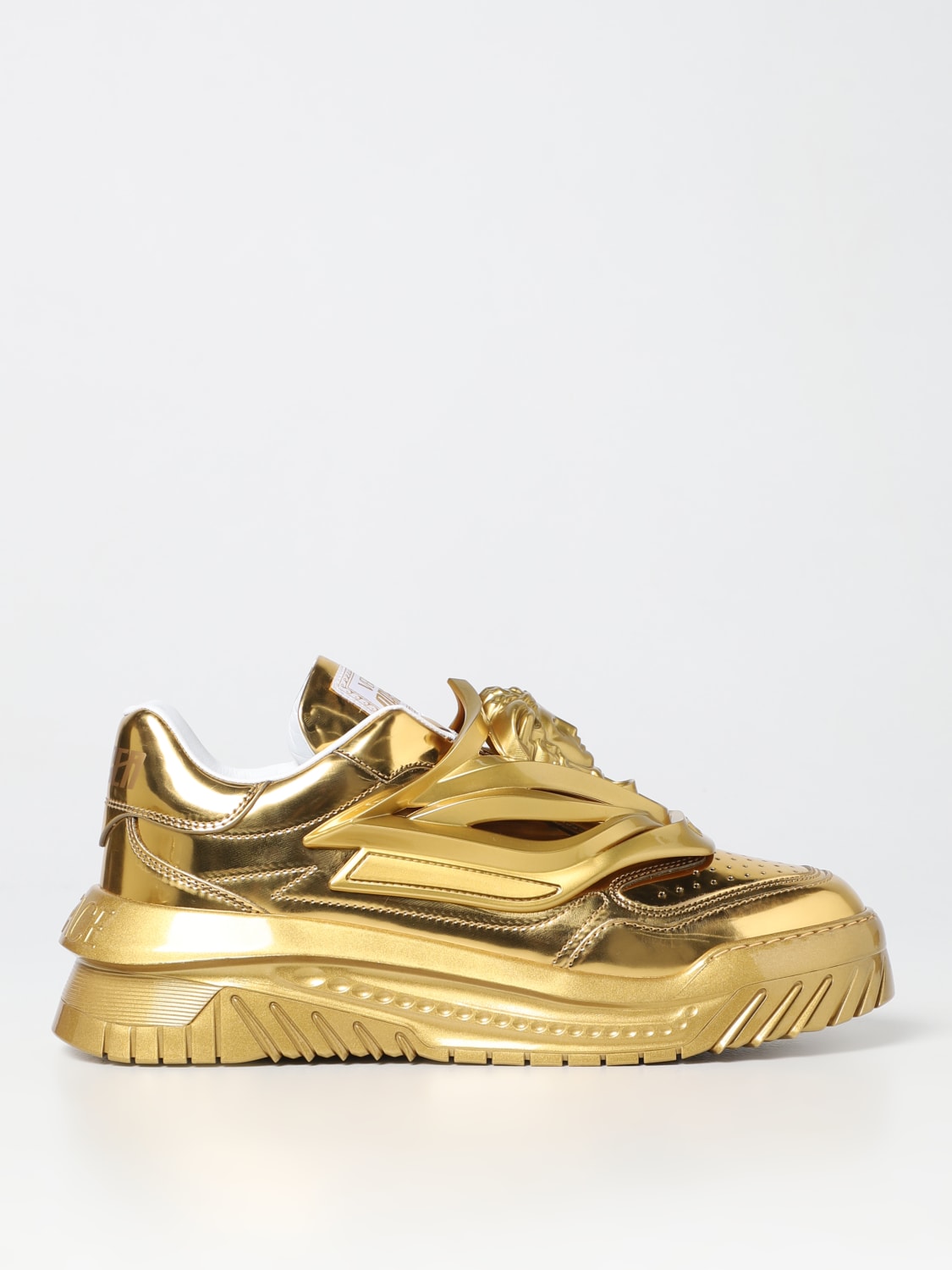 VERSACE: odyssey sneakers in patent leather - Gold | Versace sneakers 10045241A02259 at GIGLIO.COM