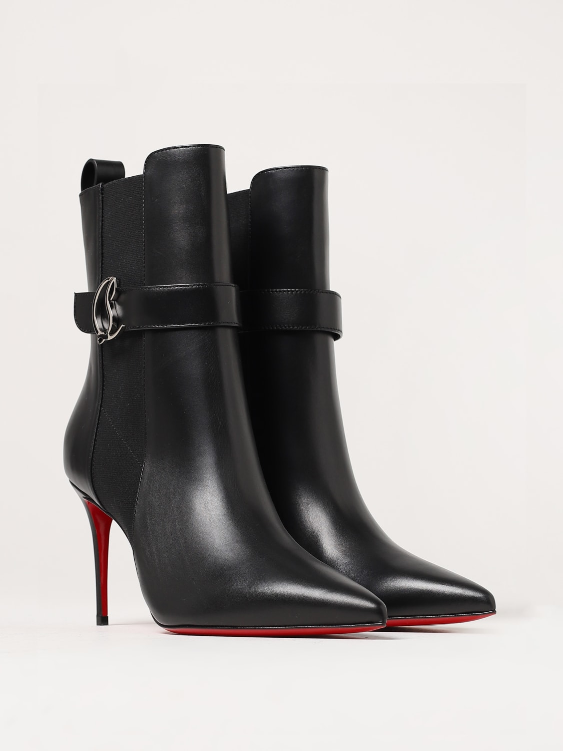 CHRISTIAN LOUBOUTIN: leather ankle boots Black | Christian Louboutin flat ankle boots 3230352 online on GIGLIO.COM