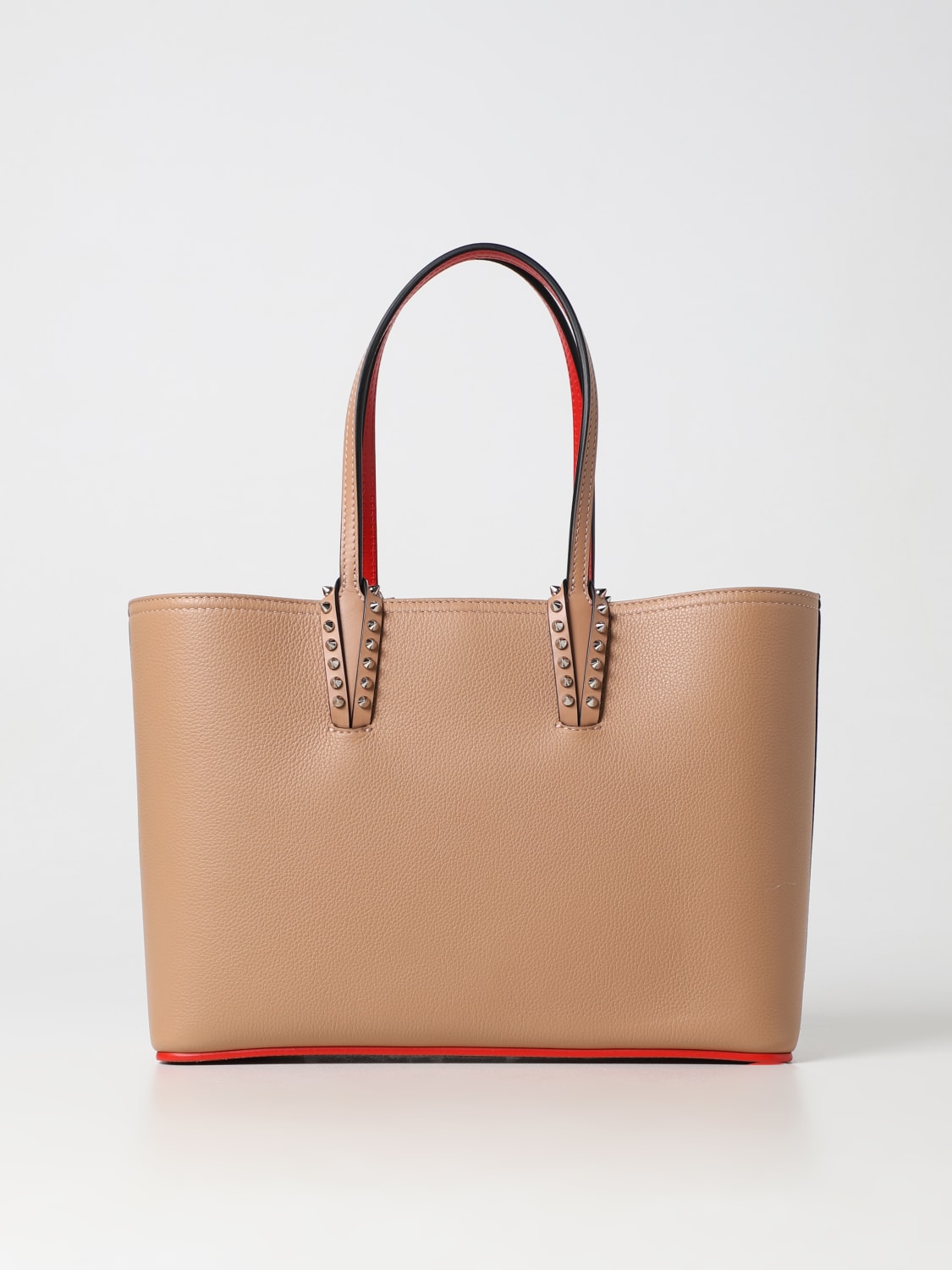CHRISTIAN LOUBOUTIN: Cabata bag in grained leather - Nude  Christian  Louboutin tote bags 3205219 online at