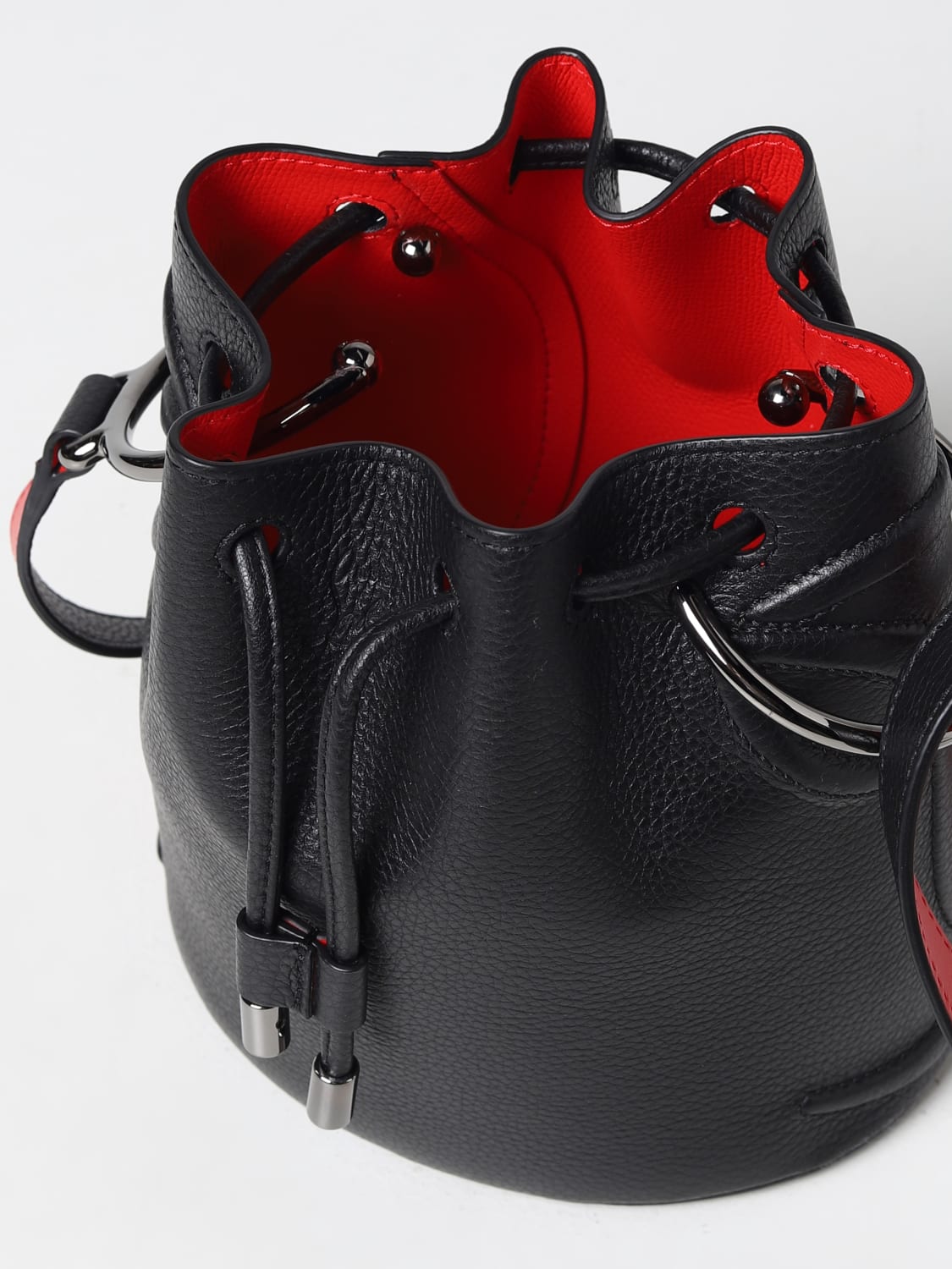 CHRISTIAN LOUBOUTIN: By My Side bag in grained leather - Black