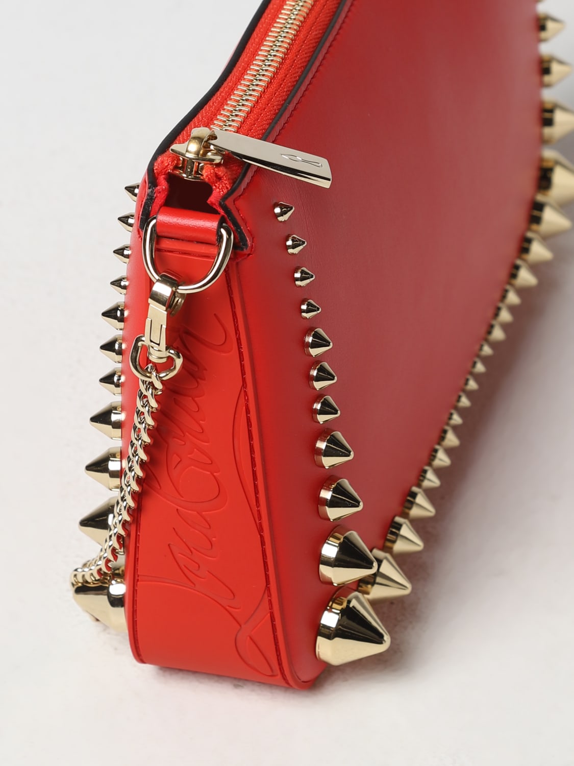 CHRISTIAN LOUBOUTIN: Loubila Spike leather bag - Red  Christian Louboutin  shoulder bag 3235119 online at