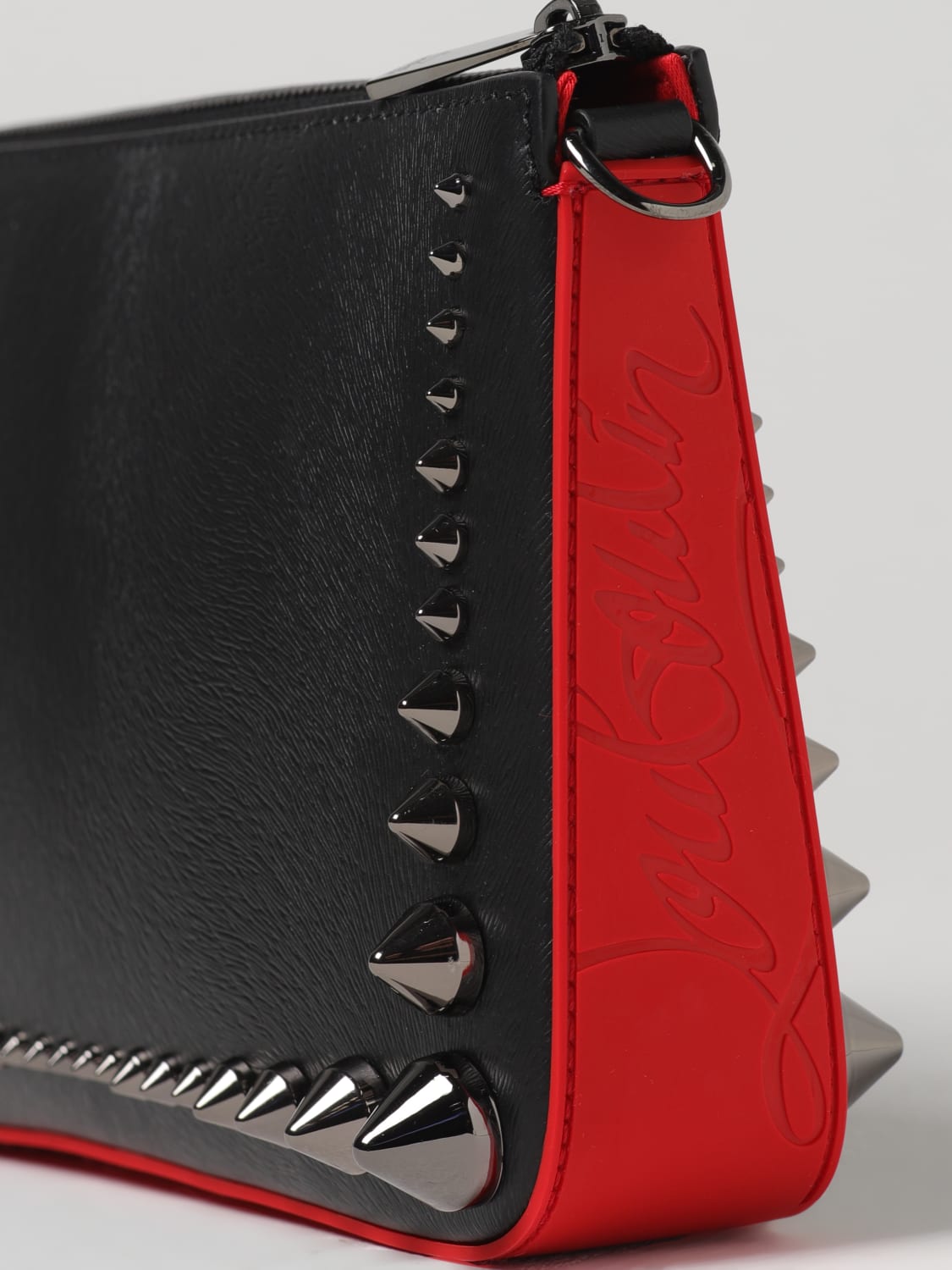 Loubila - Shoulder bag - Calf leather, rubber and spikes - Black
