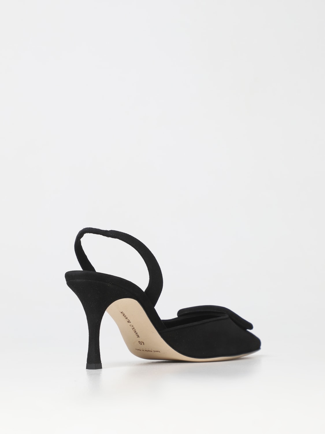 MANOLO BLAHNIK: May suede slingback - Black | Manolo Blahnik high