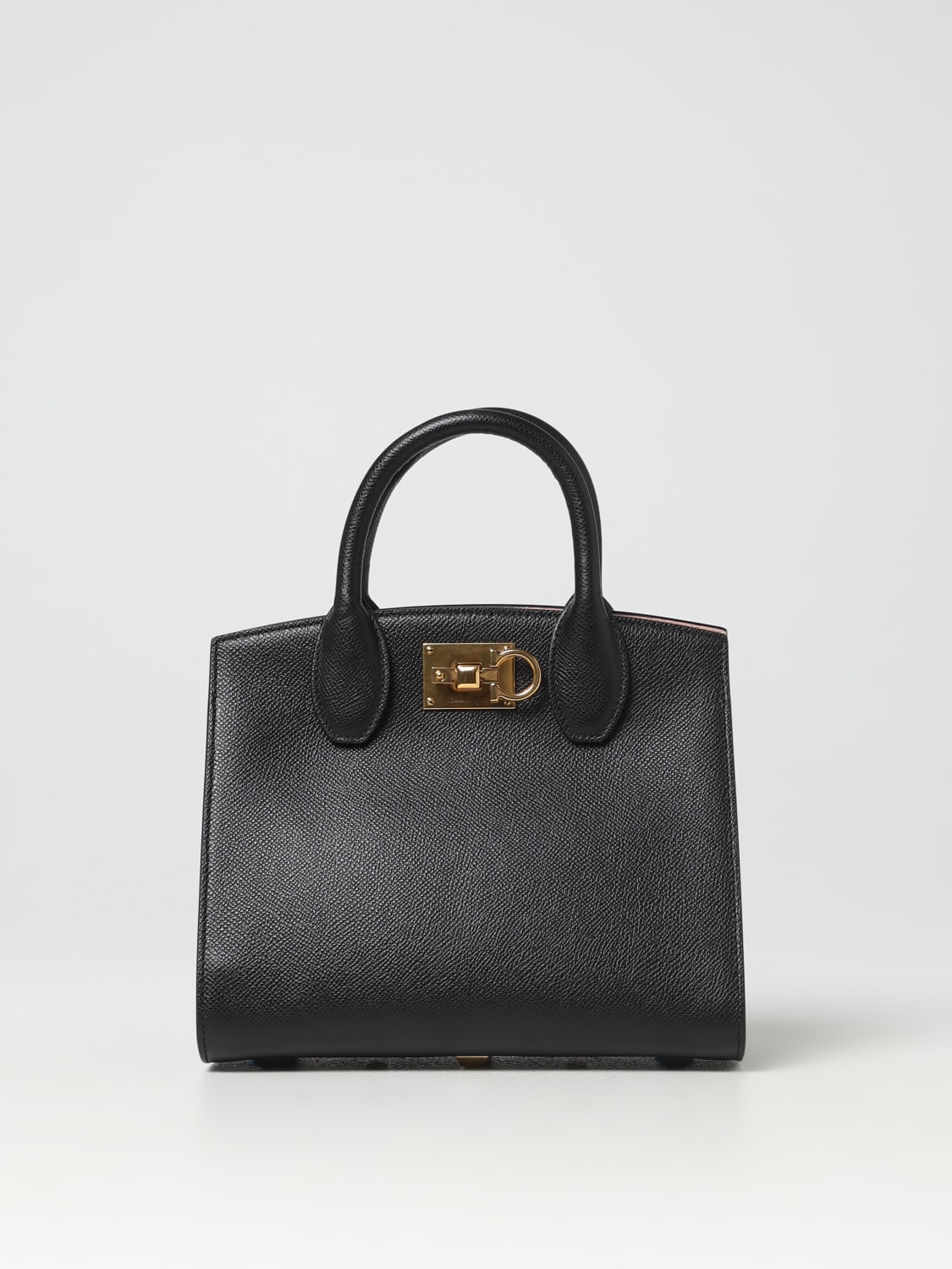 FERRAGAMO: Studio Box bag in leather with Gancini - Black | Ferragamo ...