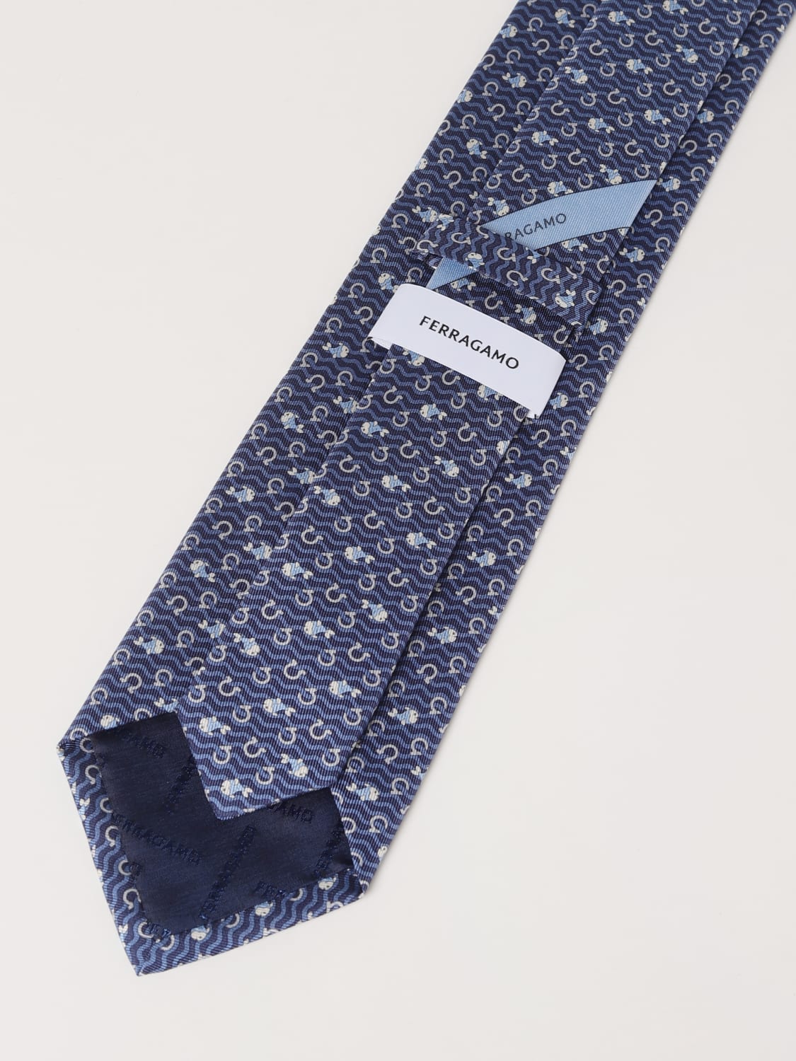 Salvatore Ferragamo Gancini Jacquard Silk Tie - Blue