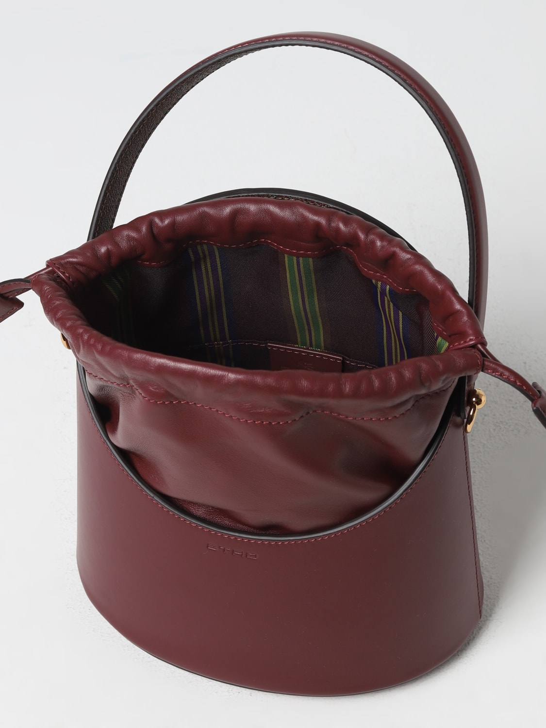 ETRO Saturno leather bag with shoulder strap Burgundy Etro handbag