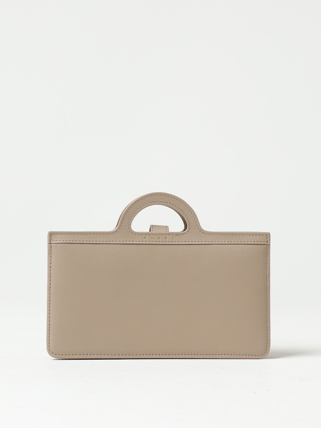 MARNI: wallet bag in leather with laminated logo - Ivory | Marni