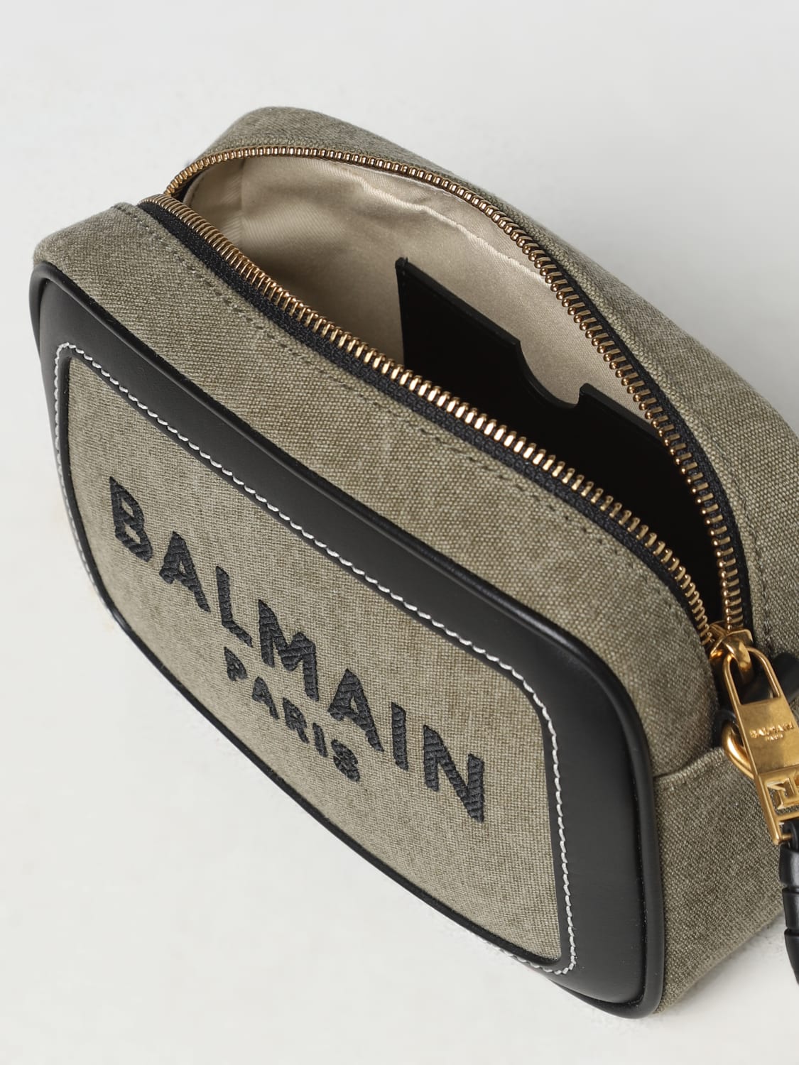 Balmain - Mini Reporter Bag in Canvas and Leather