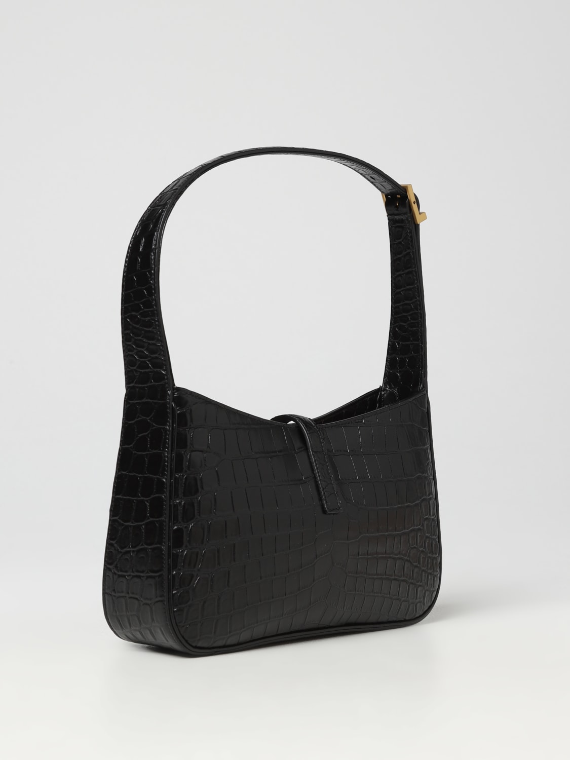 Saint Laurent Le 5 A YSL Croc-Embossed Hobo Shoulder Bag