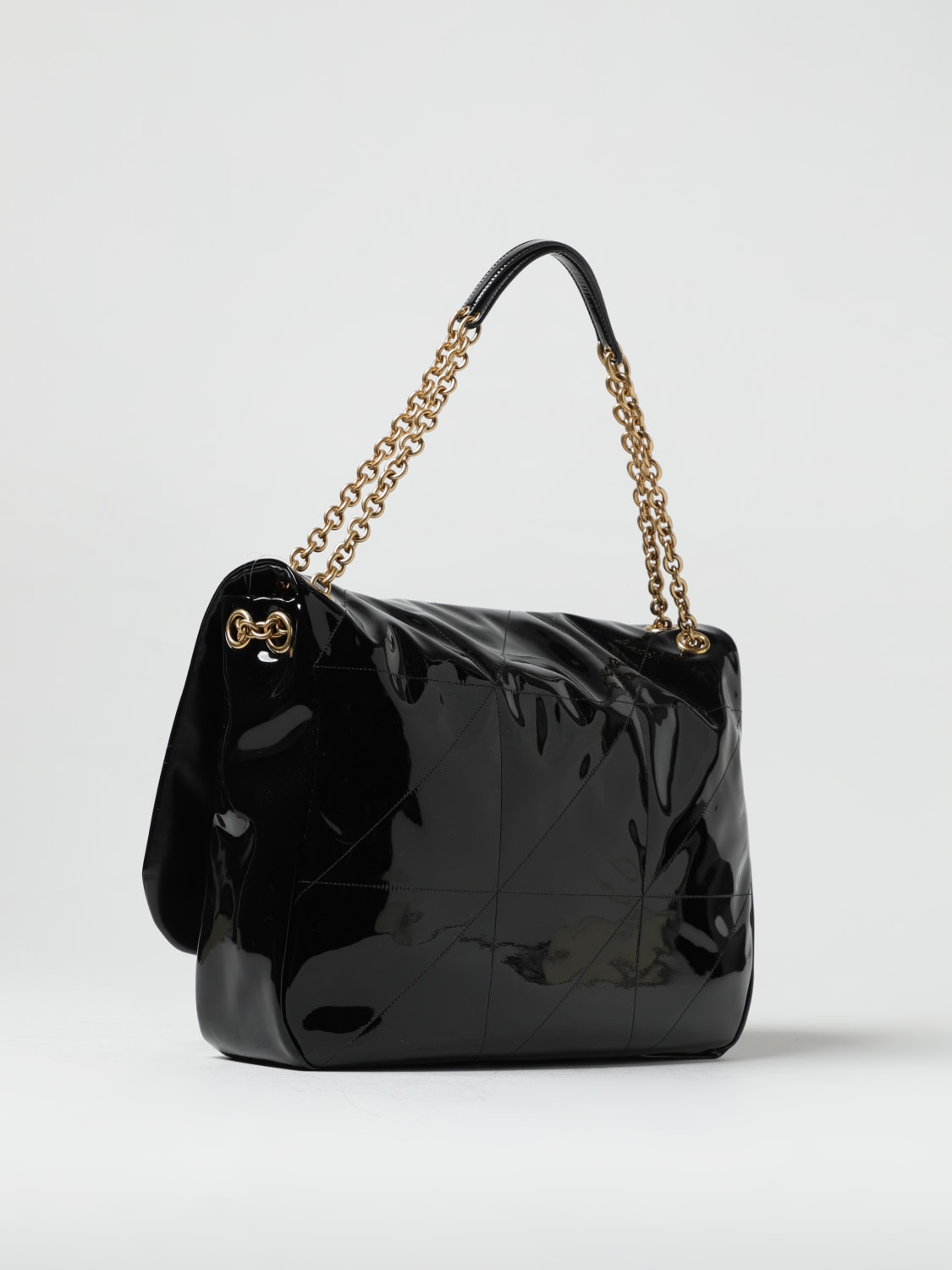 Louis Vuitton women's black patent leather small bag on a chain