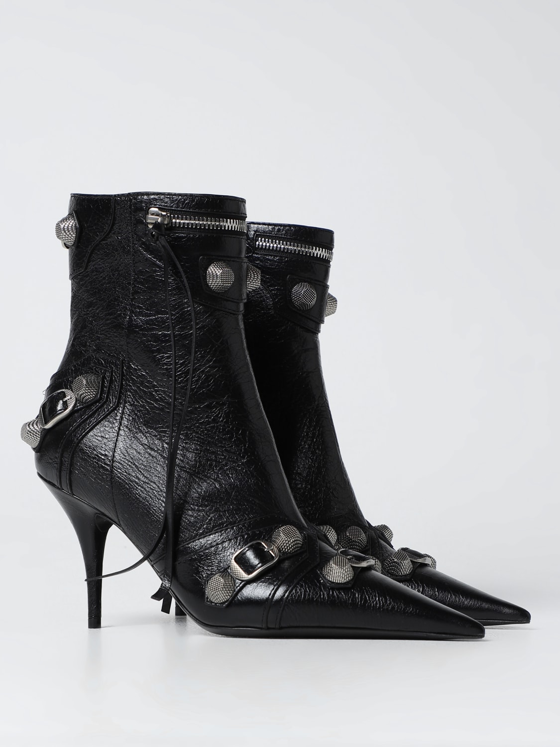 kontakt mel Tilbagebetale BALENCIAGA: Cagole ankle boots in leather - Black | Balenciaga heeled  booties 694379WAD4E online on GIGLIO.COM